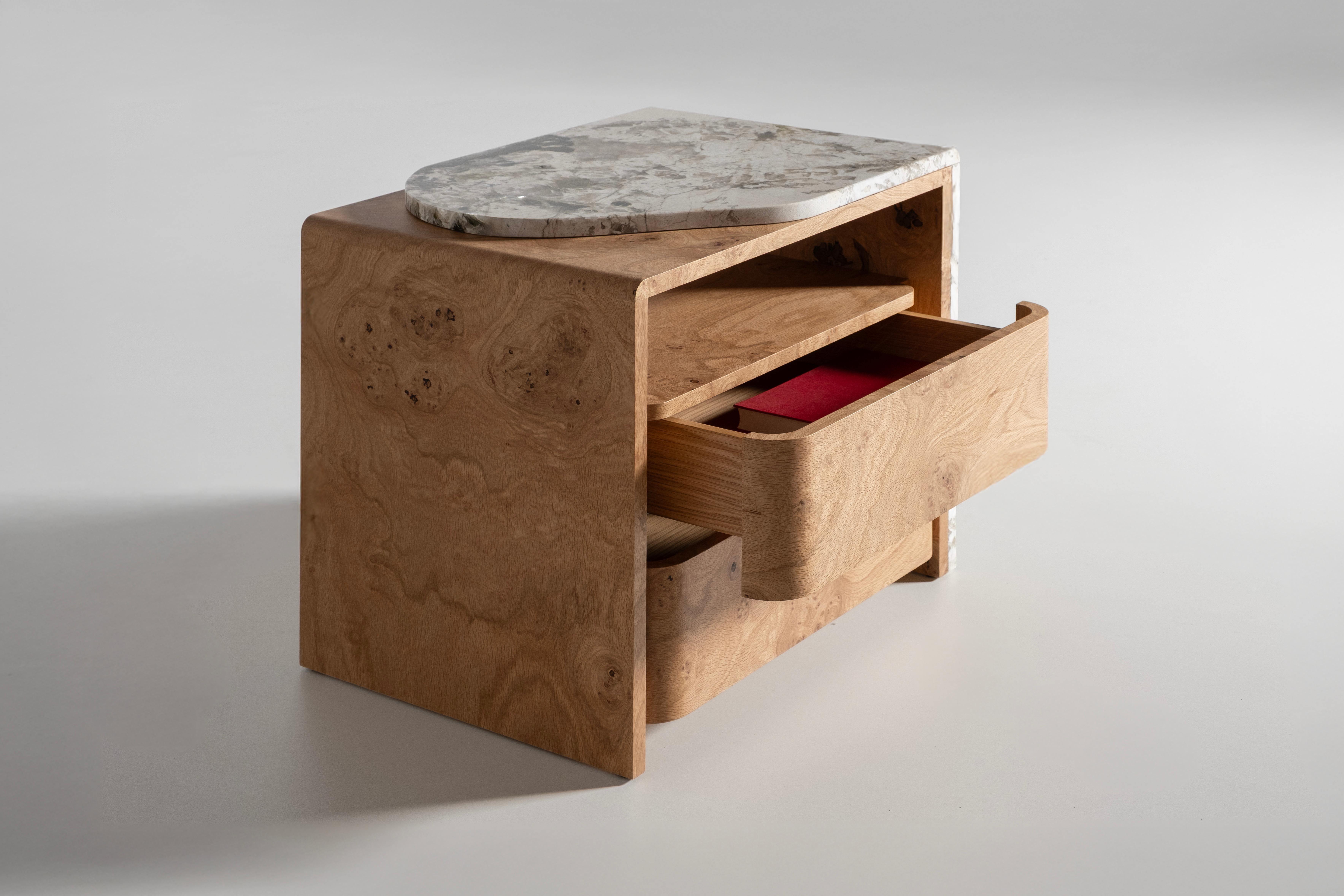 Onyx Modern Belmonte Bedside Table SET/2 Natural Quartz, Handmade Portugal Greenapple For Sale