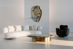 Modern Benagil Patagonia Quartz and Brass Coffee Table, Handmade by Greenapple