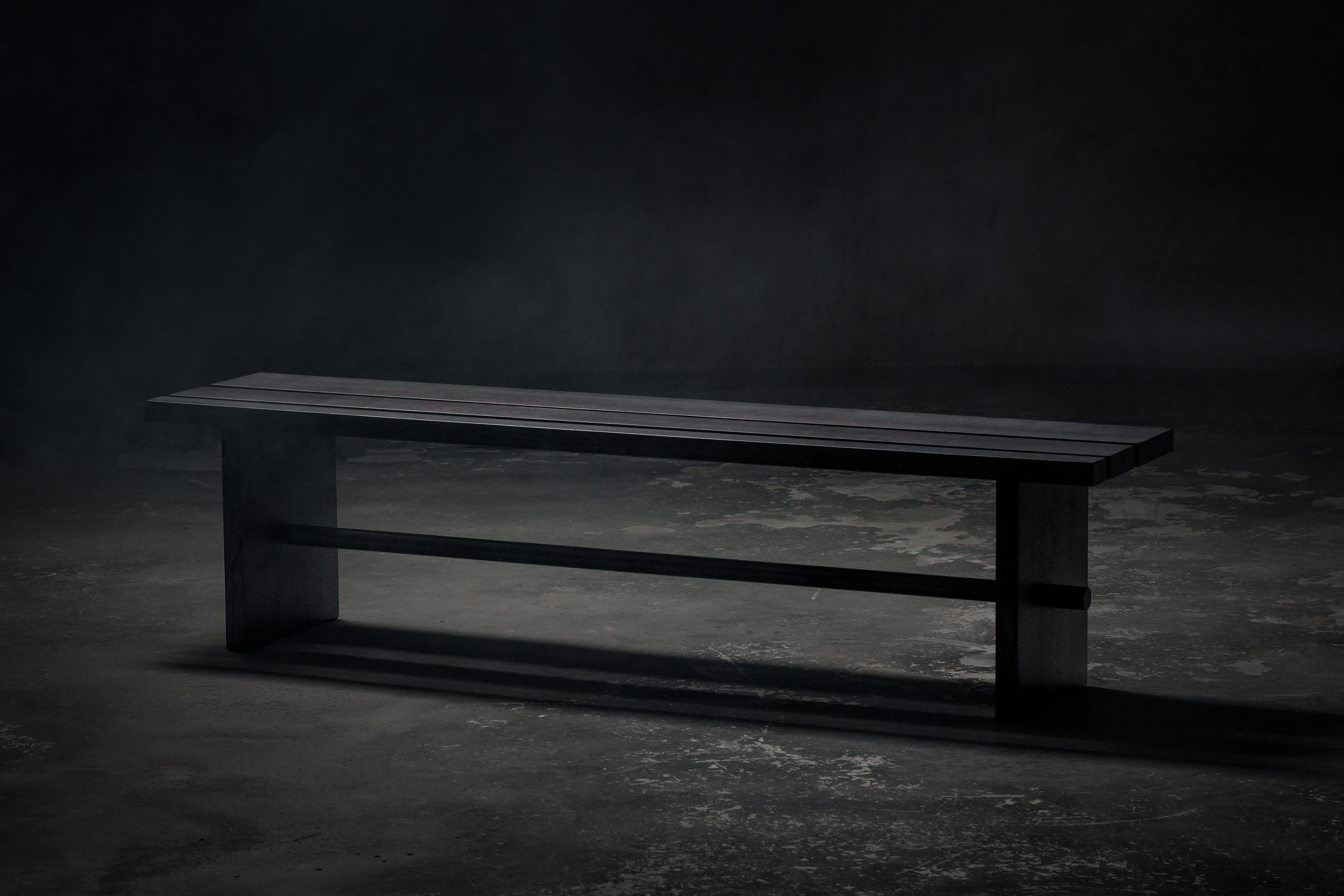 Woodwork Modern Bench 'Ethnika' in Solid Oak by Palo Nero For Sale