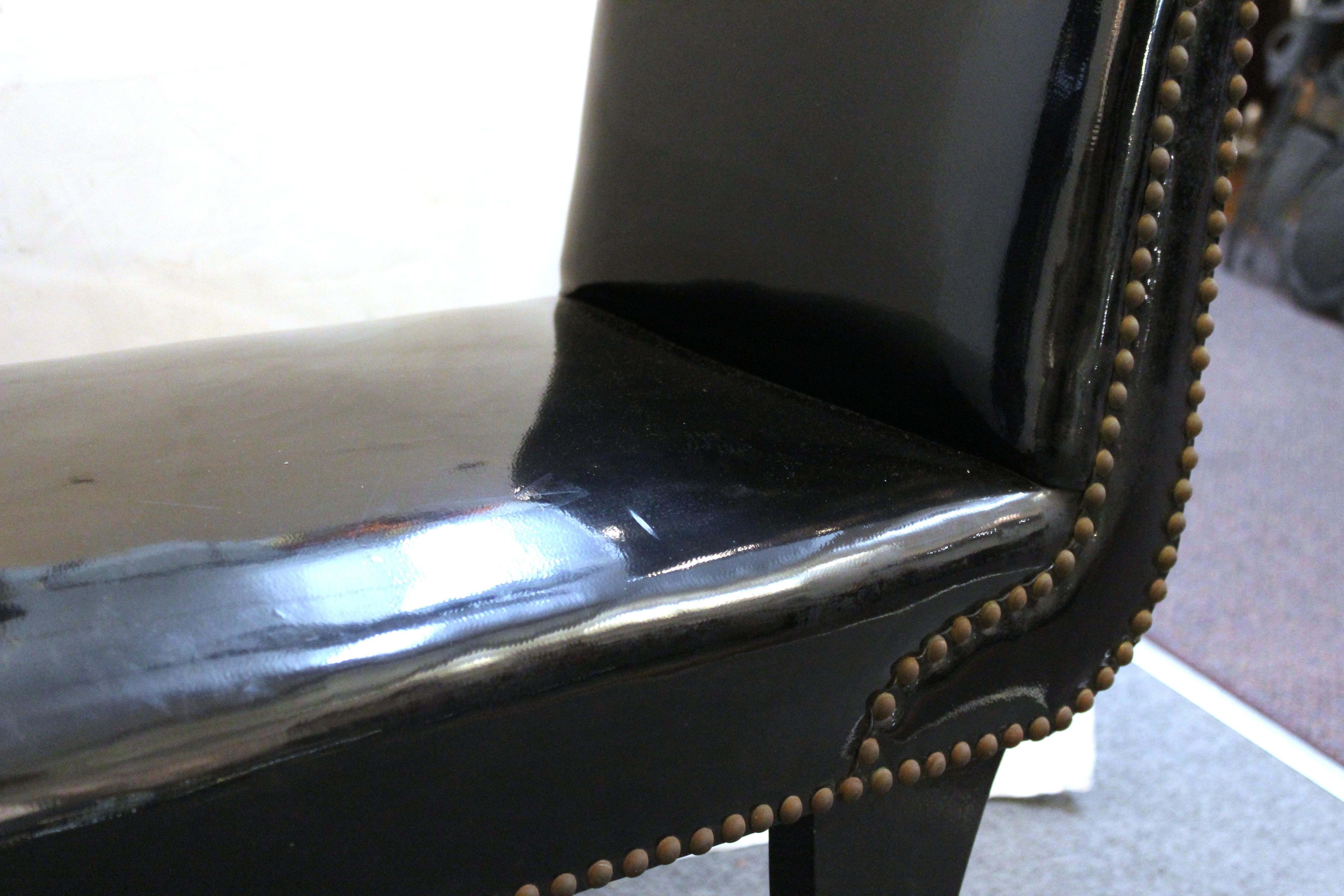 Modern Bench in Black Faux Leather Upholstery 6