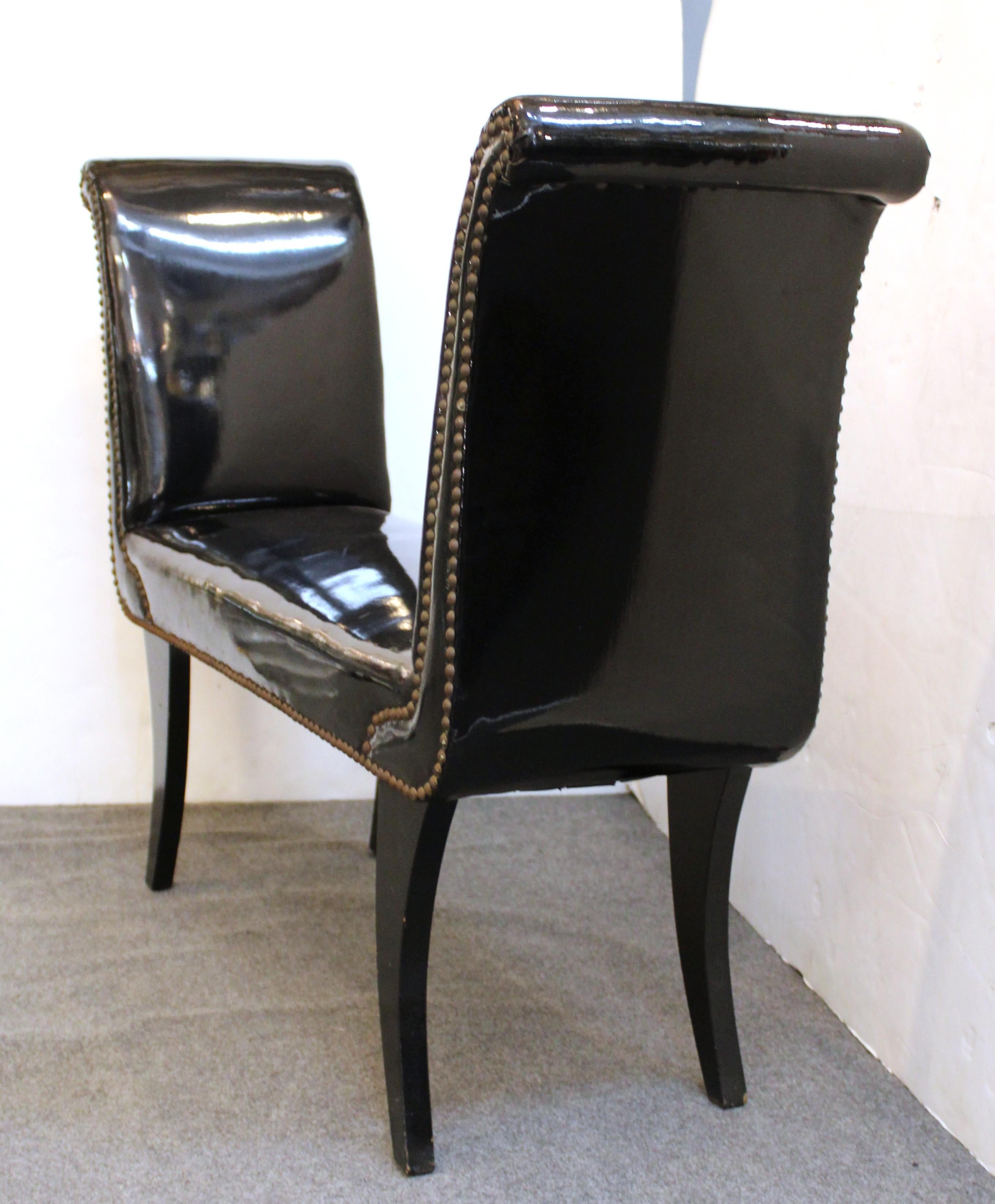American Modern Bench in Black Faux Leather Upholstery