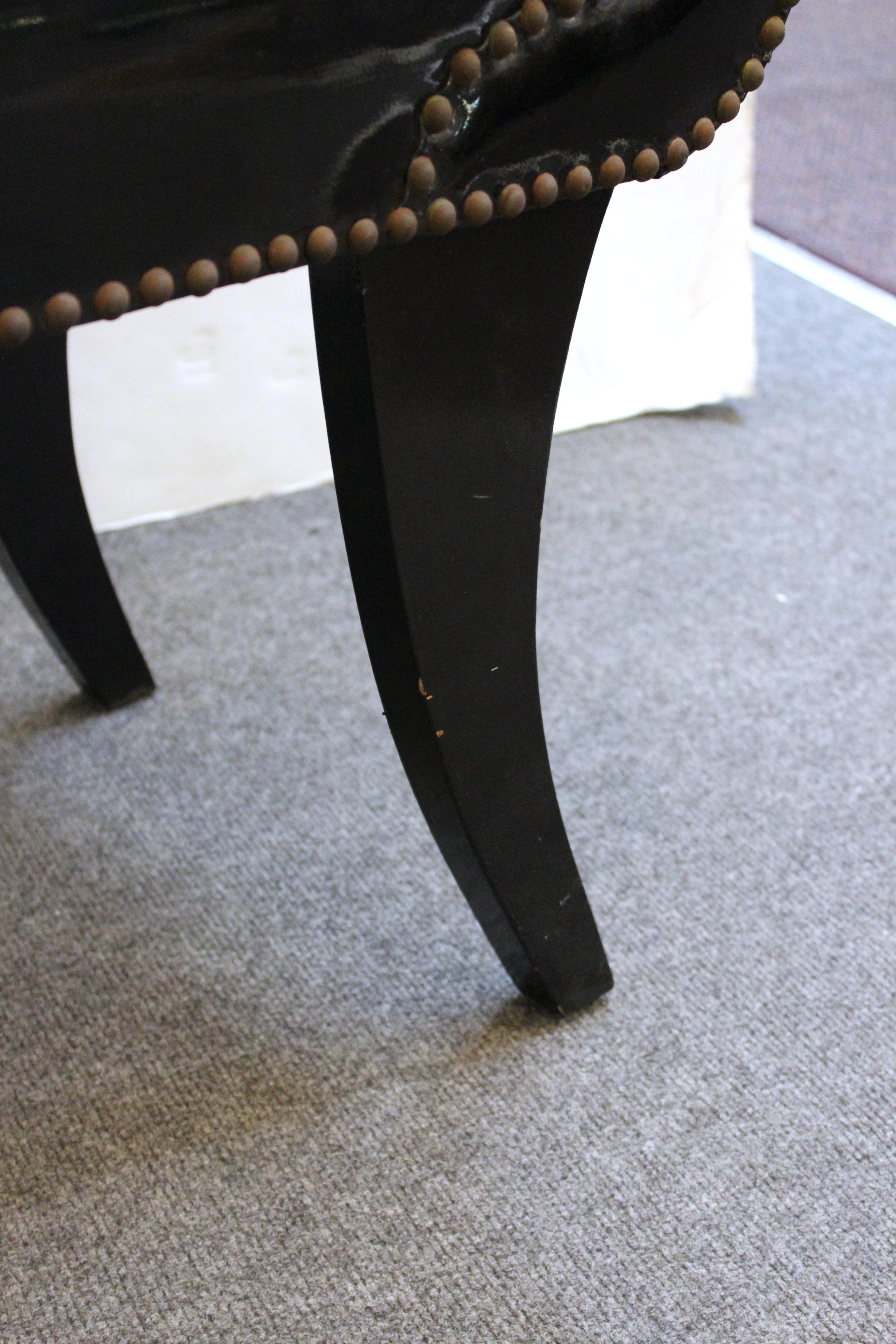 Modern Bench in Black Faux Leather Upholstery 4