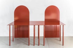 Modern Bench Metal Mongolian Pillow by Nobe Italia Red Brick Finish