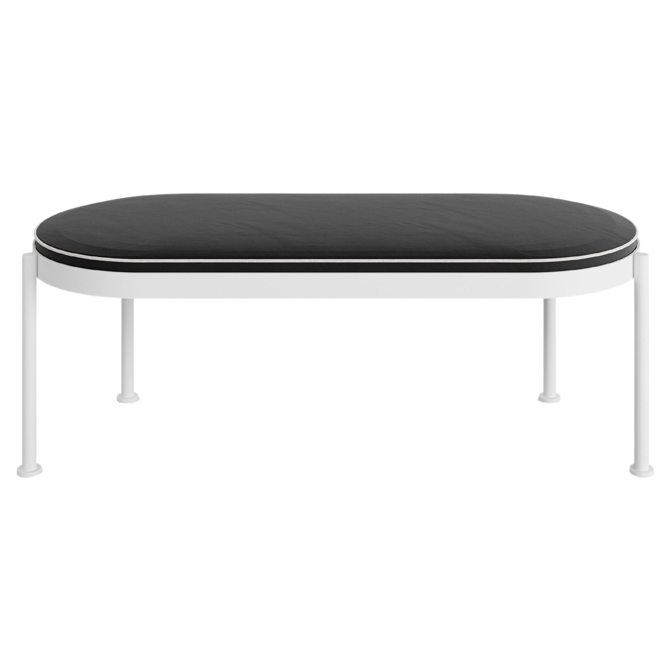 Bench with Back in Black Stainless Steel and Black Water-Resistant Fabric