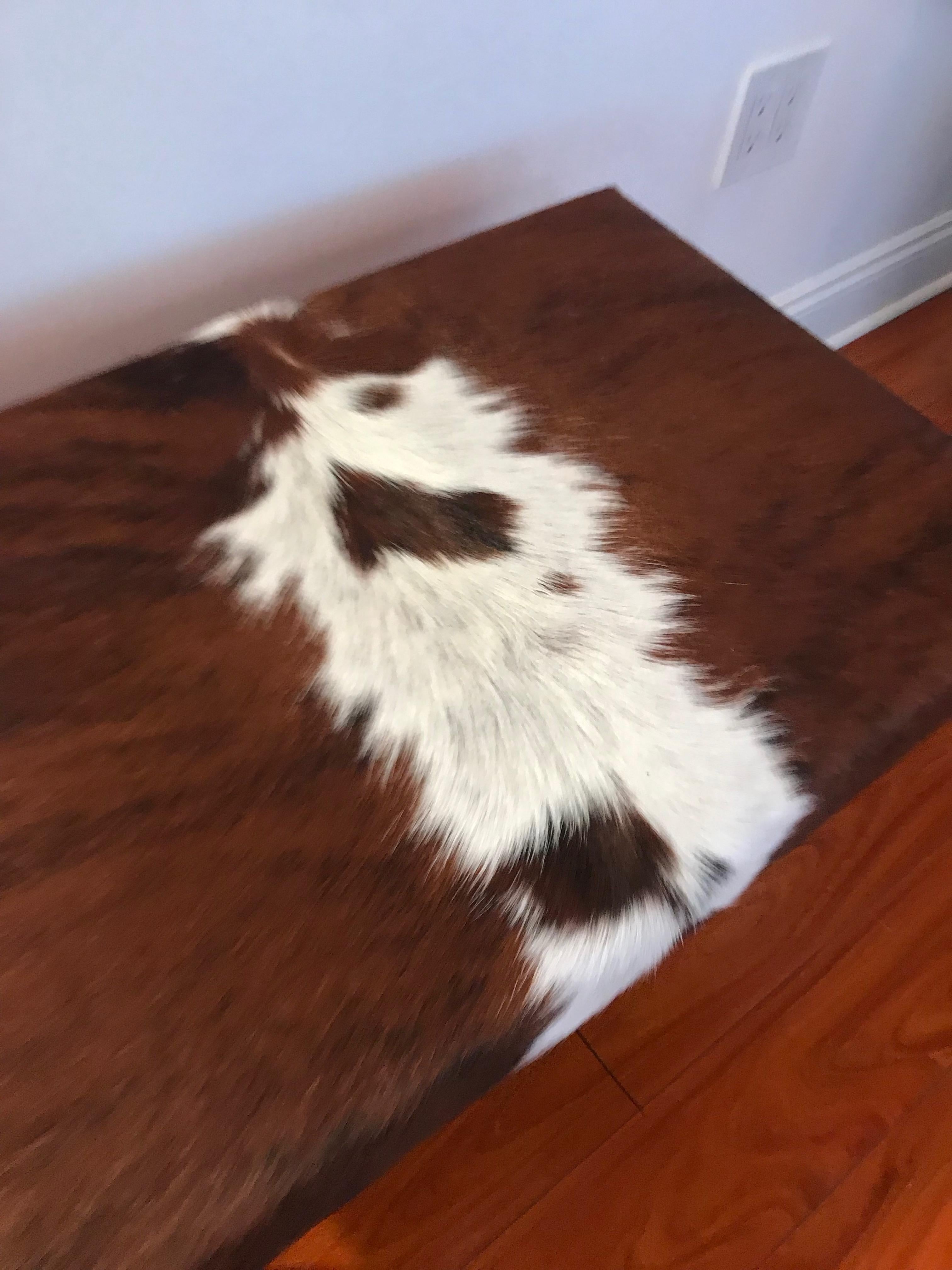 Cowhide Modern Bench with Brass and Cow Hide