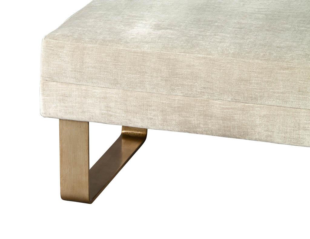 Plated Modern Bench with Curved Metal Legs For Sale