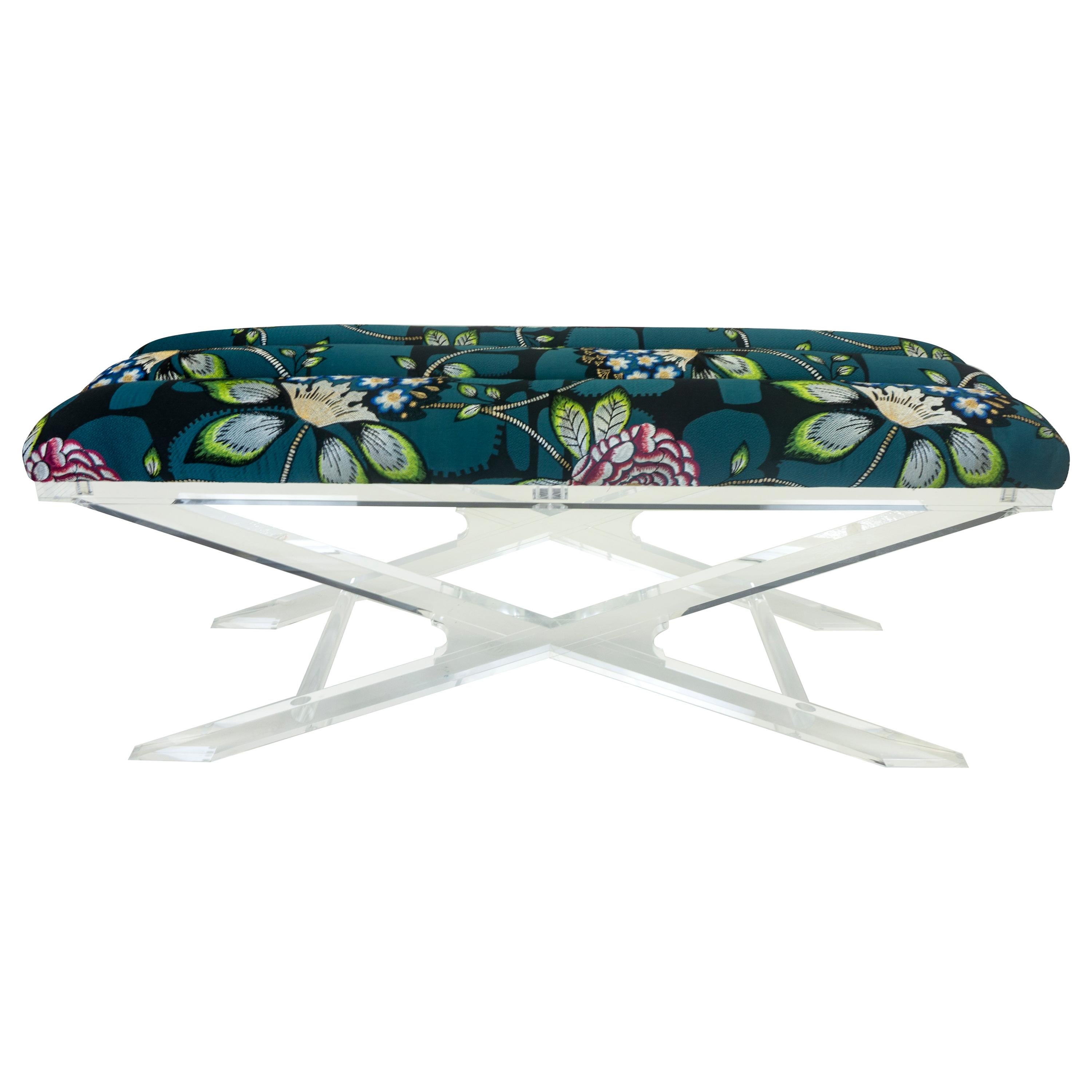 Modern Lucite Bench with Mohair Cushion at 1stDibs