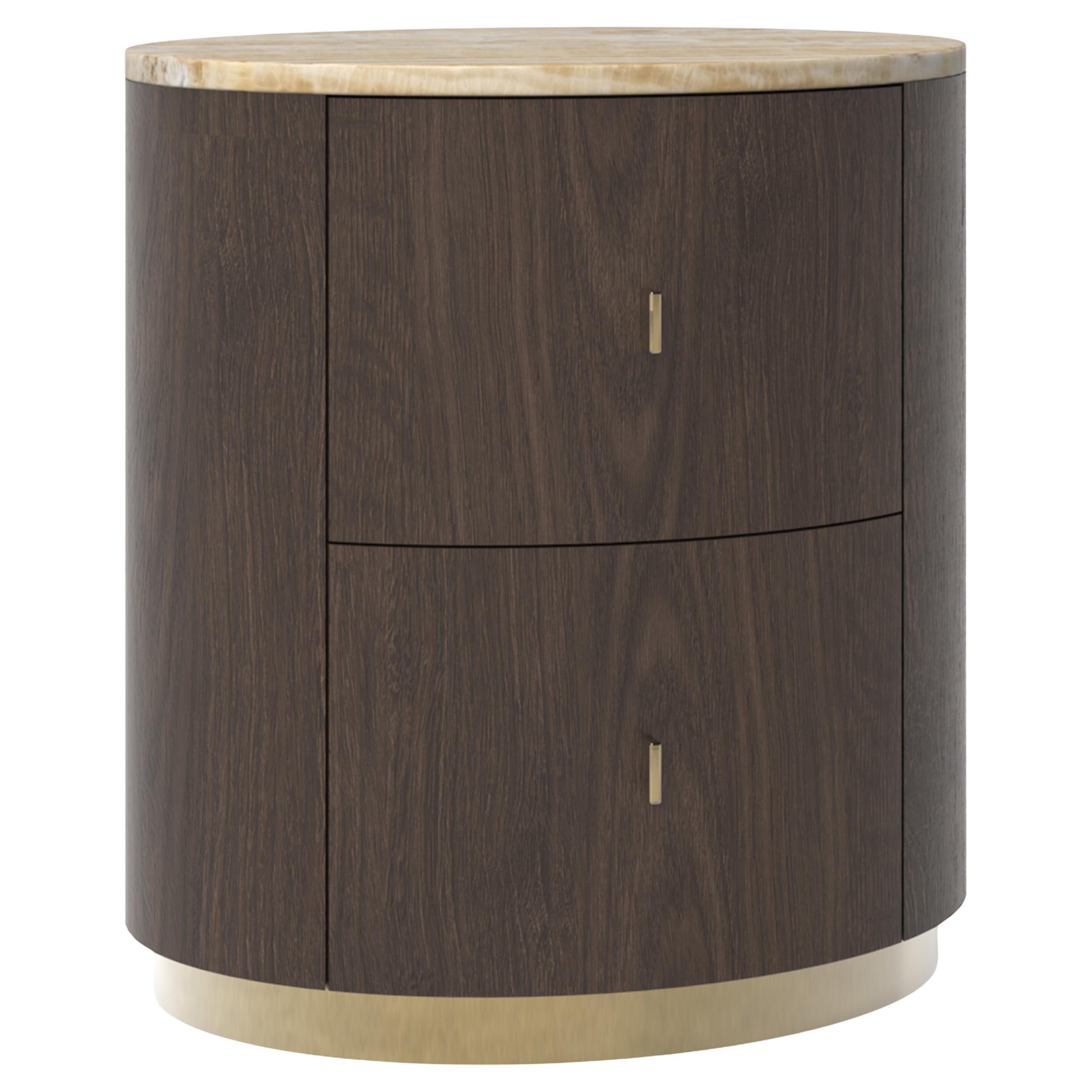 Comodino moderno Bend in ottone onice, fatto a mano in Portogallo da Greenapple