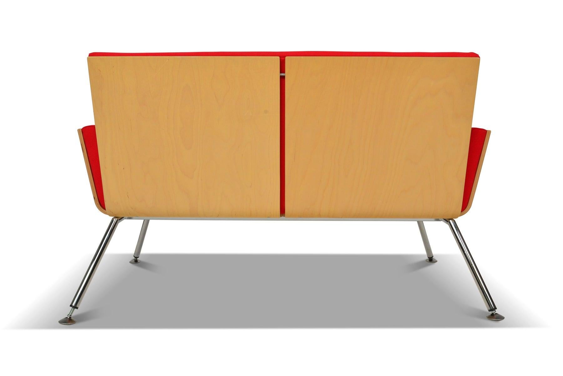 Origin: Sweden
Designer: Unknown
Manufacturer: Unknown
Era: 1970s
Materials: Bent Plywood, Wool, Chrome
Measurements: 51? wide x 26? deep x 30? tall
Seat: 43? wide x 20? deep x 17? tall.