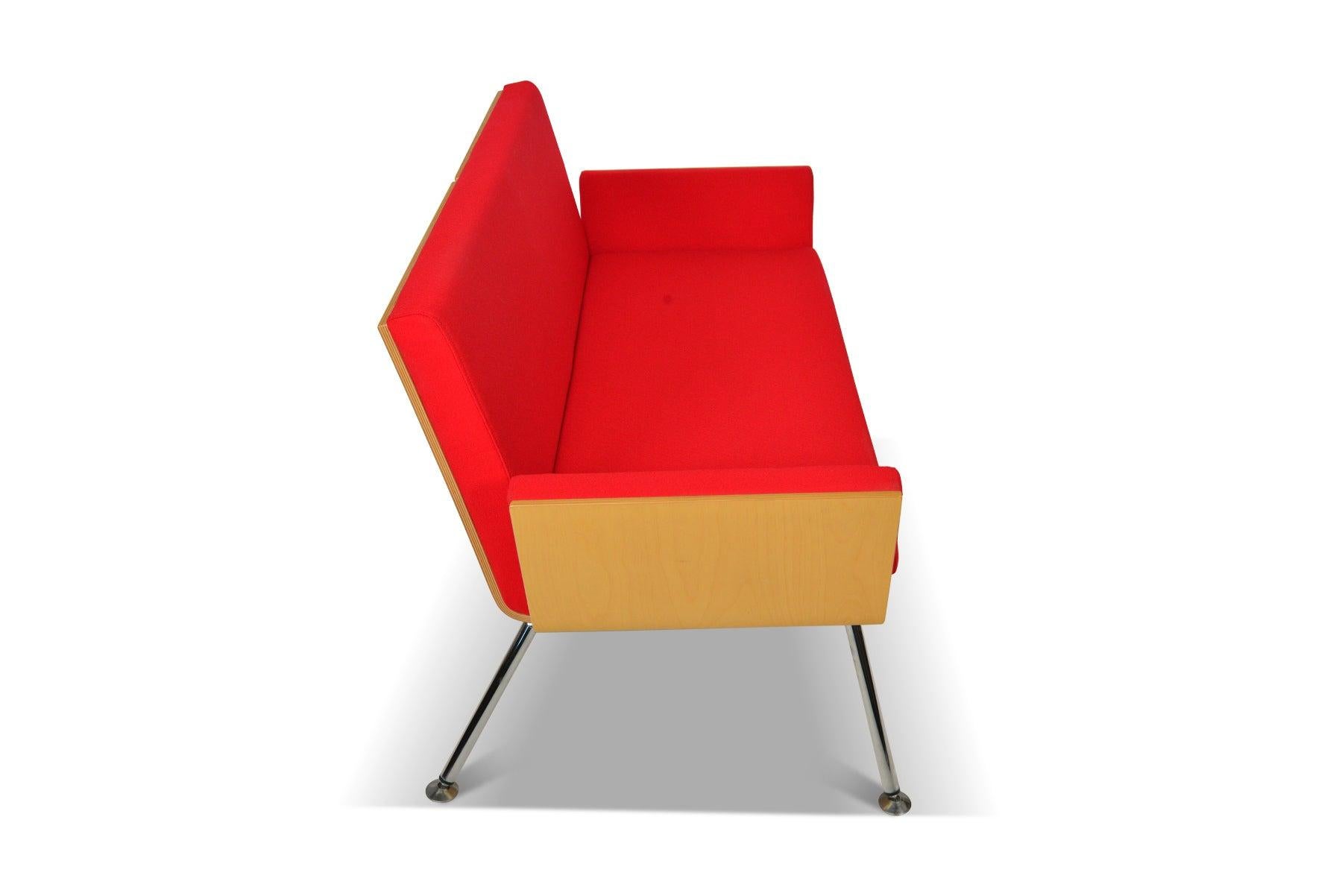 Other Modern Bentwood Loveseat in Red Wool For Sale