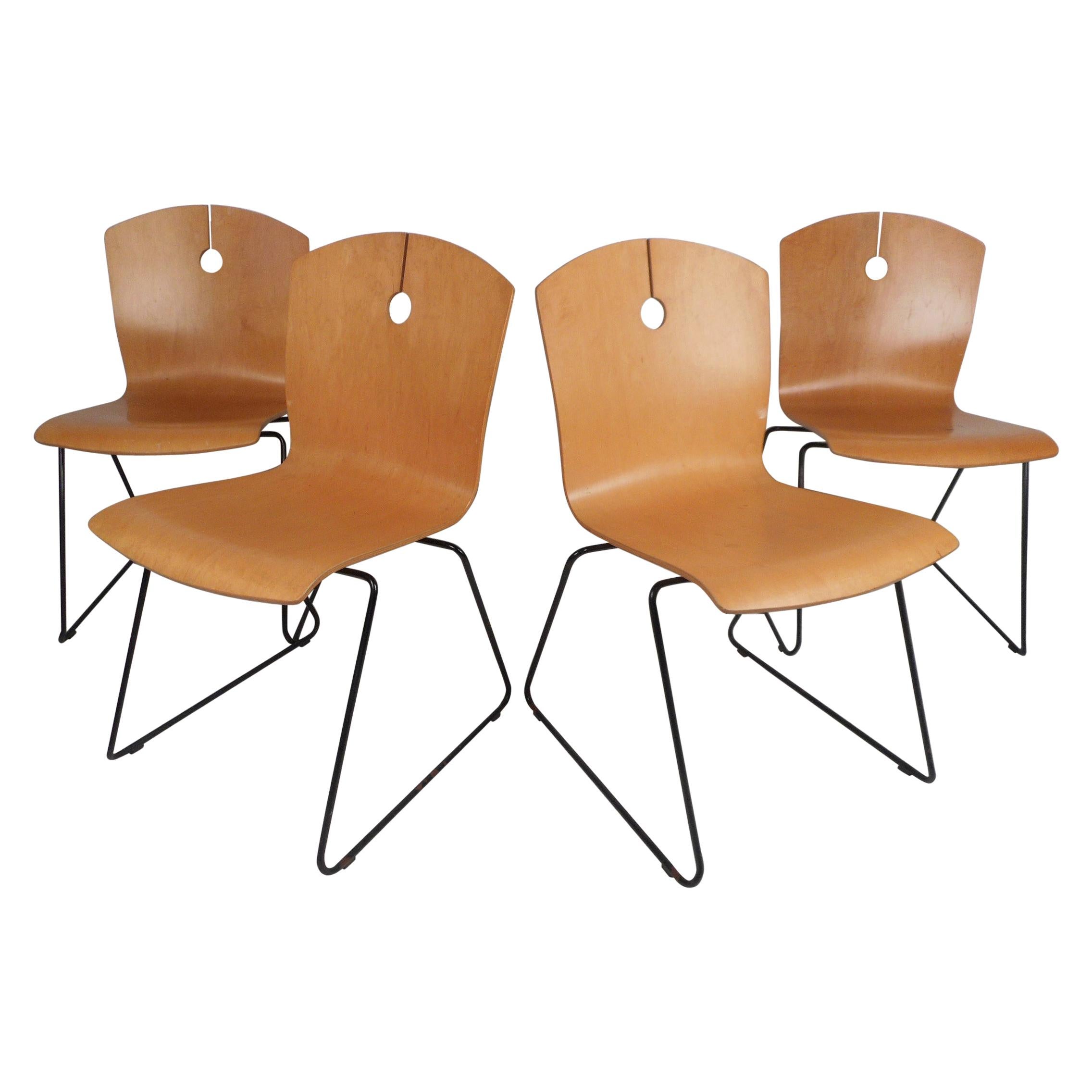 Modern Bentwood Stacking Chairs by Wieland, Set of 4