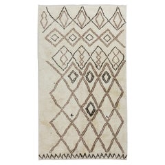 Modern Berber Moroccan Azilal Rug, Natural Un-Dyed Wool, Thick Pile, Custom Ops.