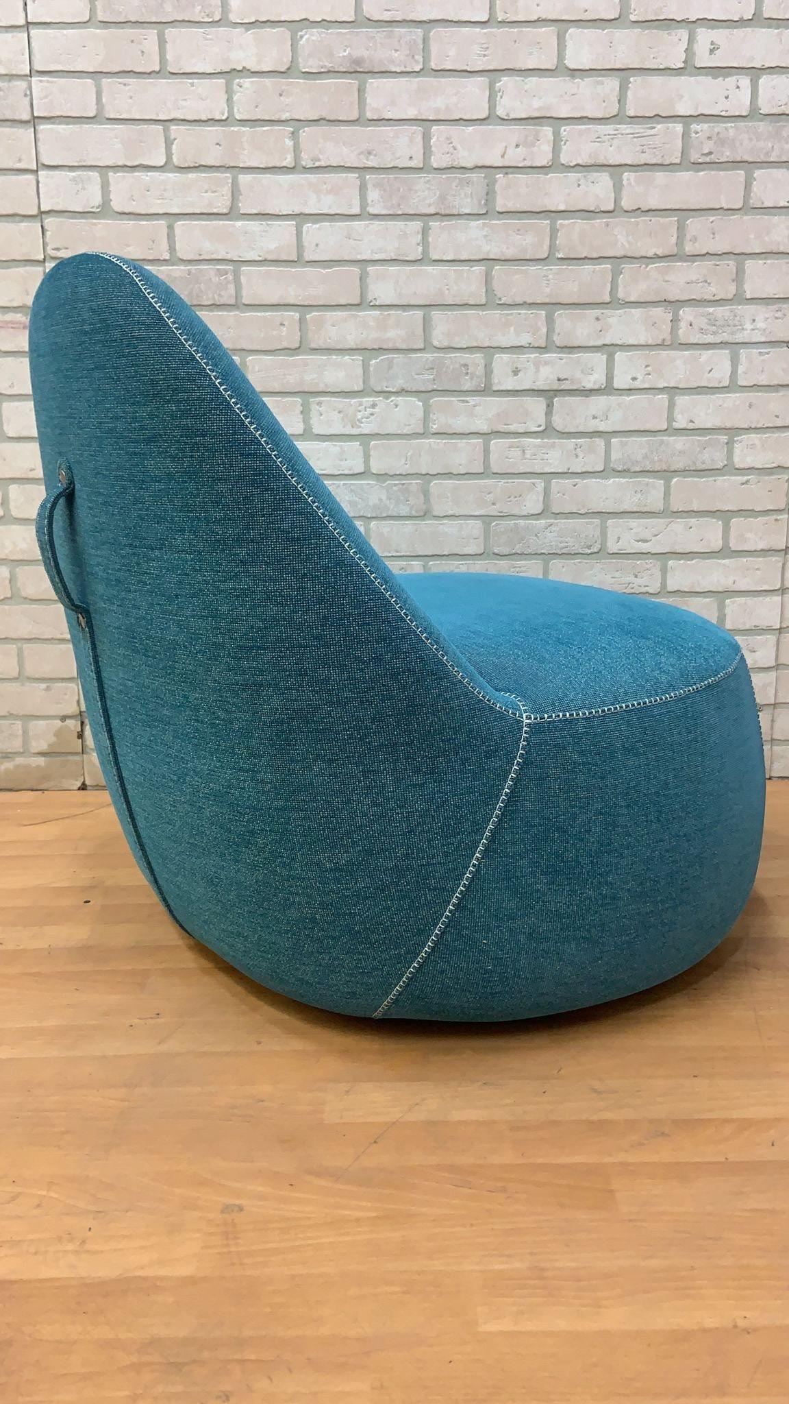 American Modern Bernhardt Design Mitt Lounge Chair in Blue For Sale