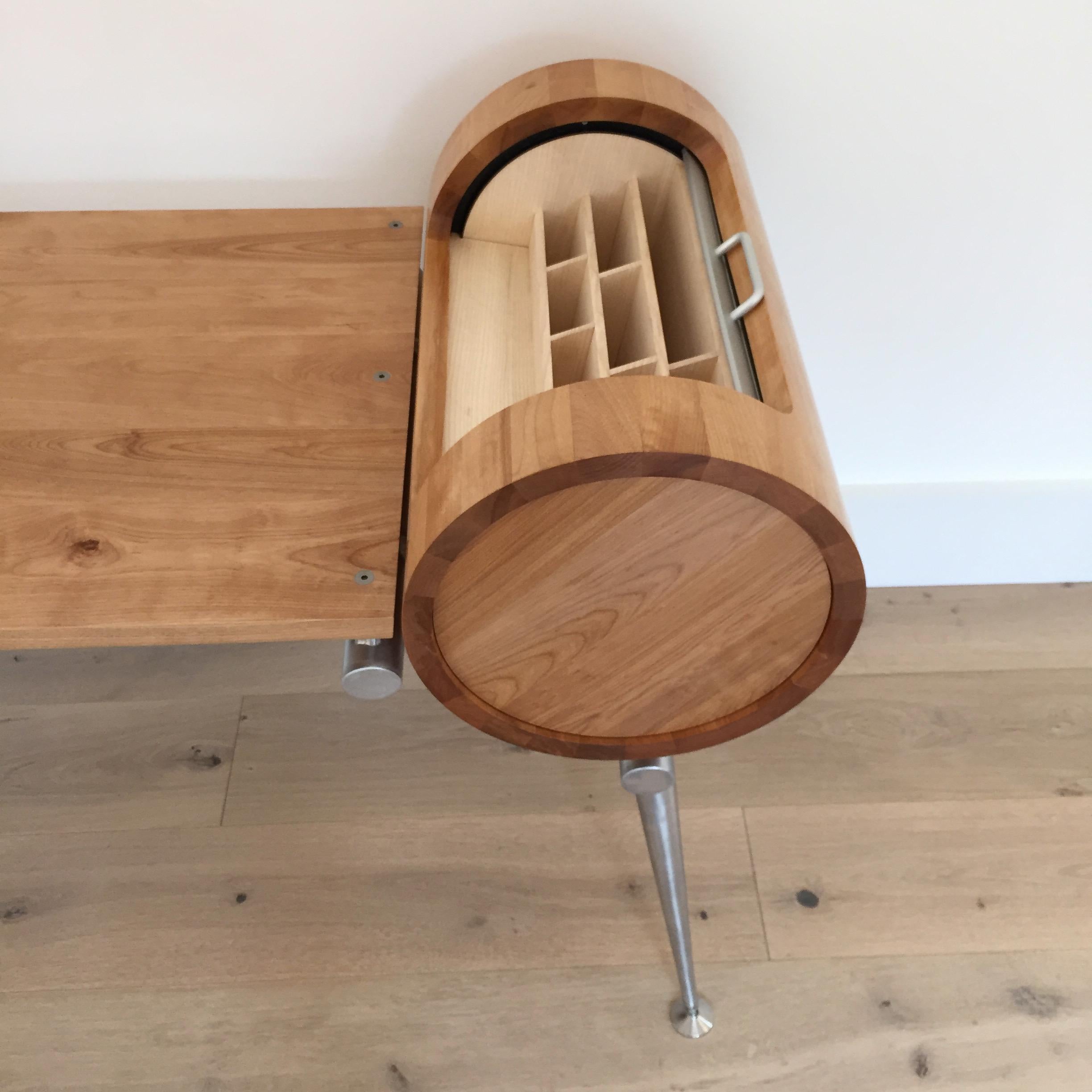 British Modern Bespoke Birch and Ash Wood Roller Desk For Sale