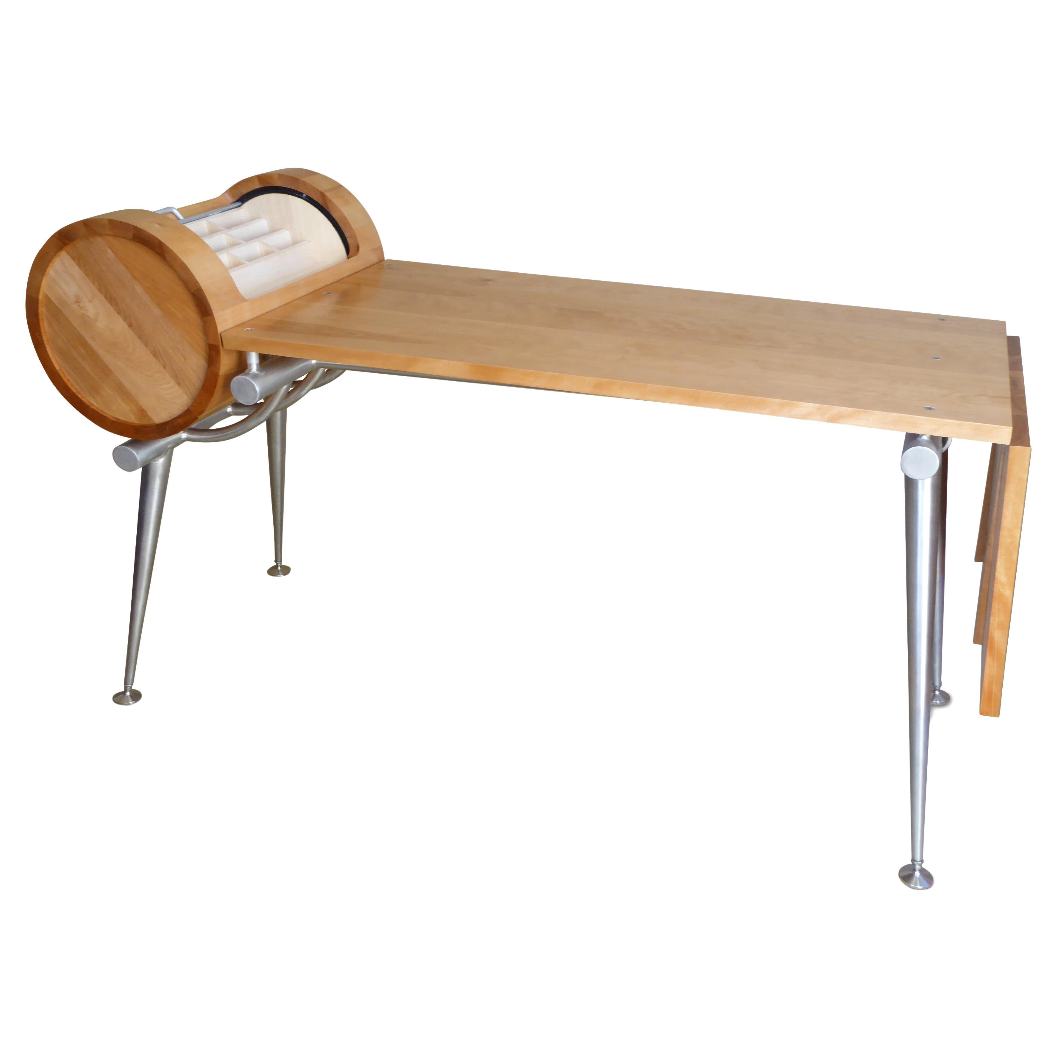 Modern Bespoke Birch and Ash Wood Roller Desk For Sale