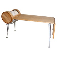 Used Modern Bespoke Birch and Ash Wood Roller Desk