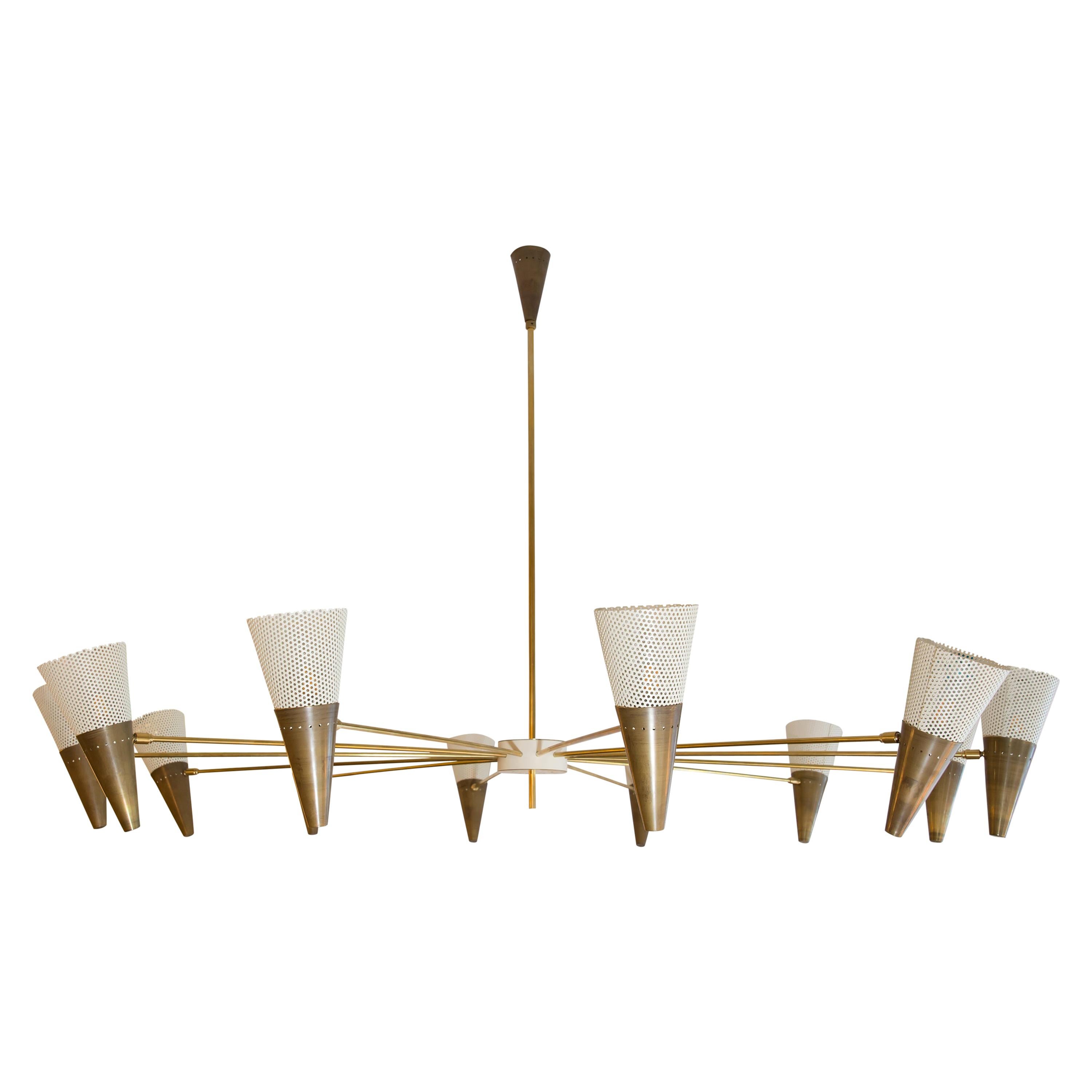 Modern Bespoke Ceiling Light Brass and Ivory Color Shades by Diego Mardegan