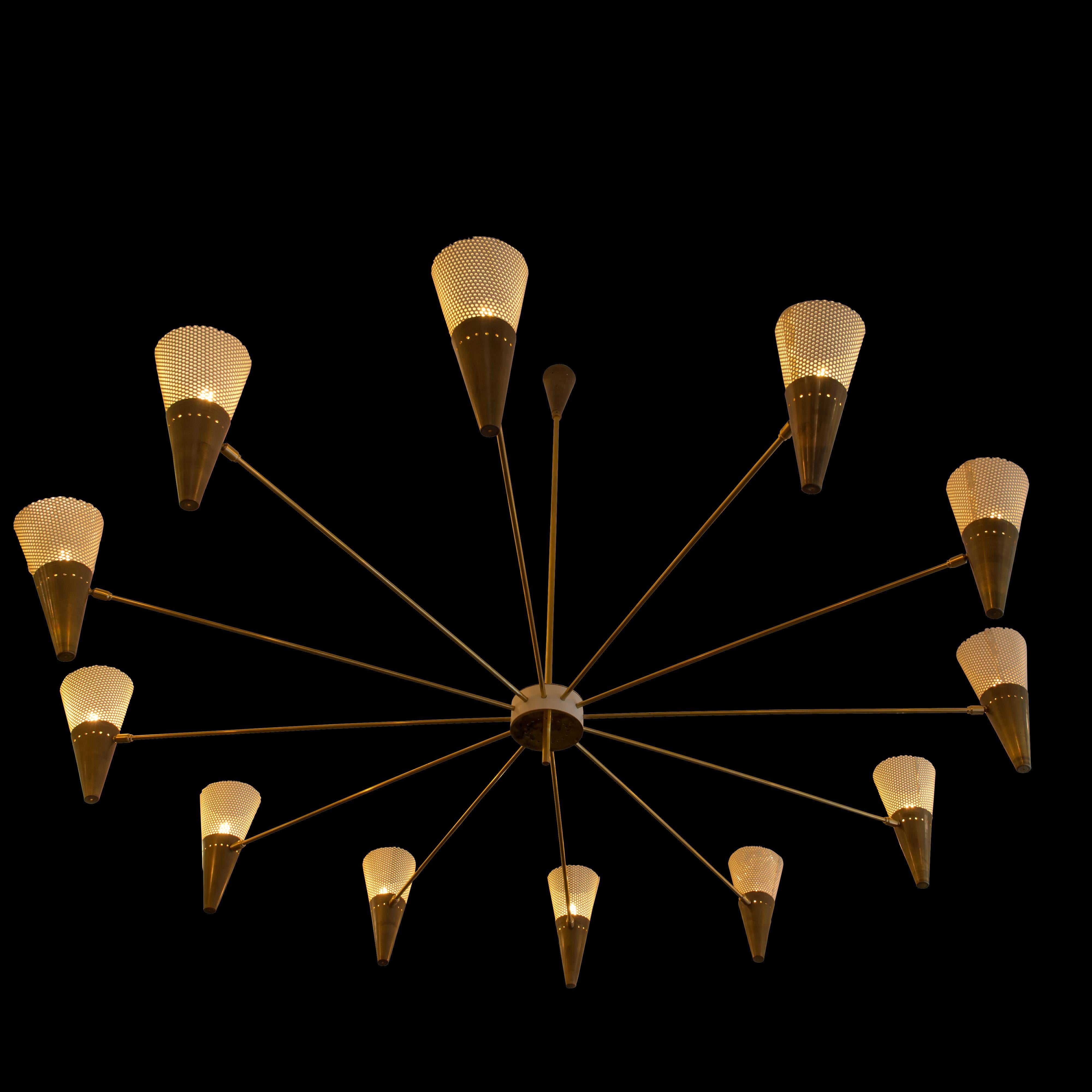 Contemporary Modern Bespoke Ceiling Light Brass and Ivory Color Shades by Diego Mardegan