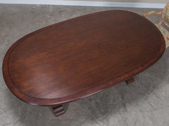 Modern Bespoke English Oval Oak Trestle Dining Table Crossbanded with Yewwood