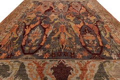 Modern Bidjar Style Hand-Knotted Wool Area Rug - Charcoal, Rust & Amber 12x18