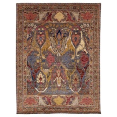 Modern Bidjar Style Hand-Knotted Wool Area Rug Floral Design in Earthy Charcoal
