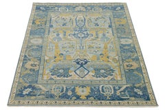 Modern Bidjar Style Hand-Knotted Wool Area Rug – Sky Blue & Saffron