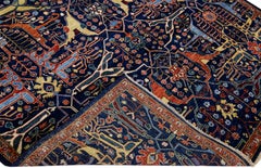 Tapis moderne en laine bleu foncé de style Bidjar fait à la main avec motif sur toute la surface
