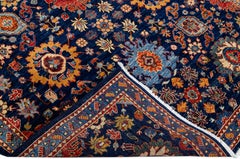 Modern Bidjar Style Handmade Floral Designed Blue Scatter Wool Rug