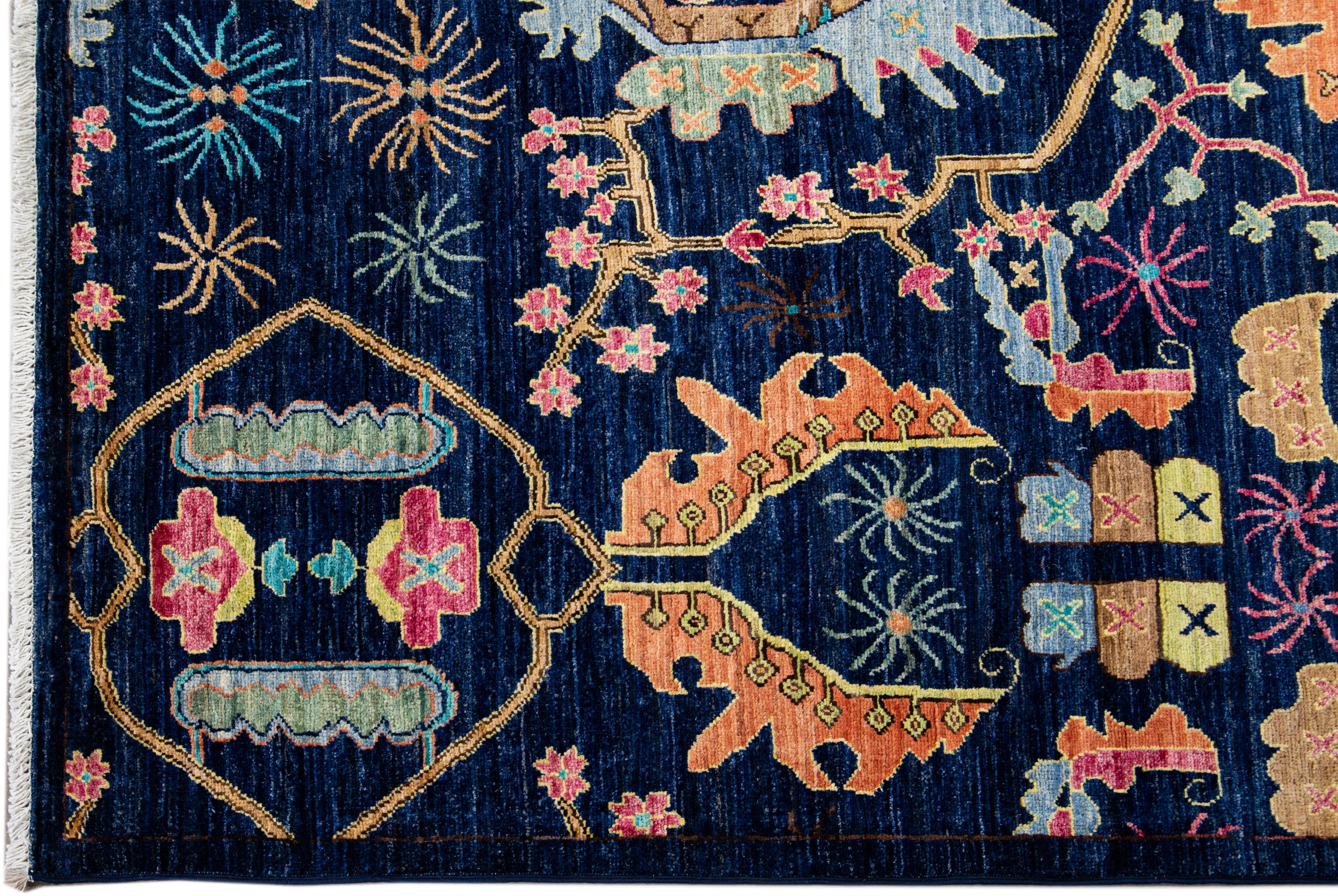 navy blue floral rugs
