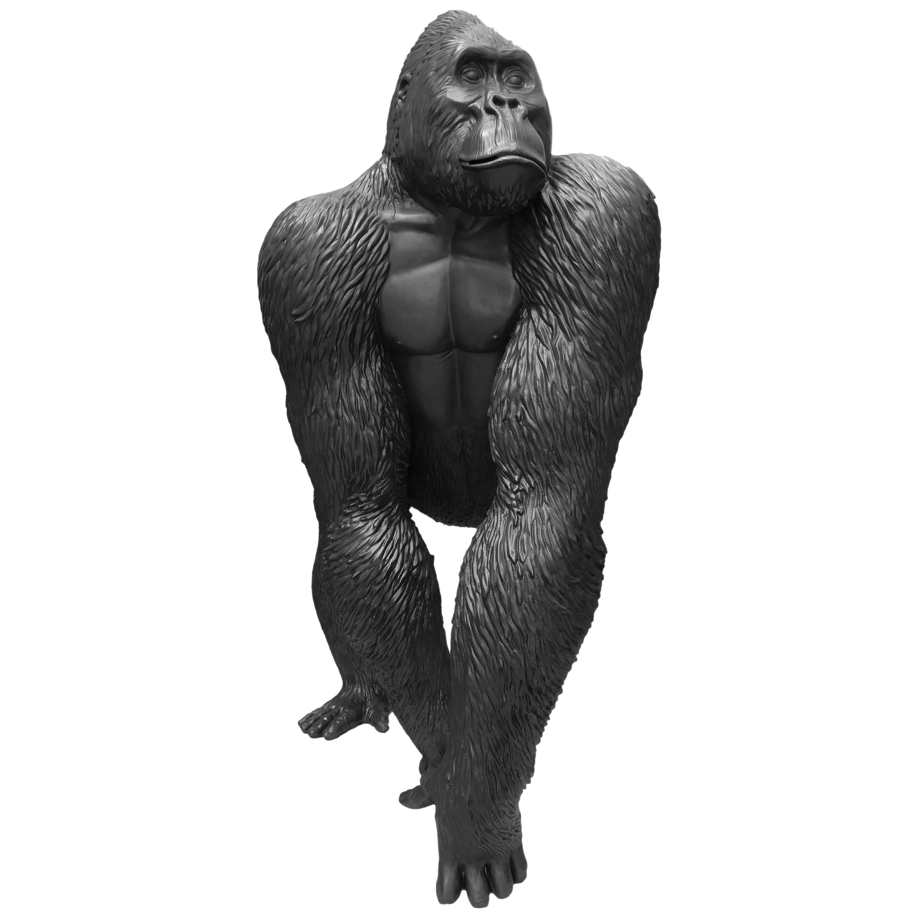 Modern Big Gorilla by Marcantonio, Black Painted Fiberglass Resin For Sale