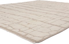 Modern Biomorphic Moroccan High-Low Rug, Biophilic Japandi Meets Wabi-Sabi