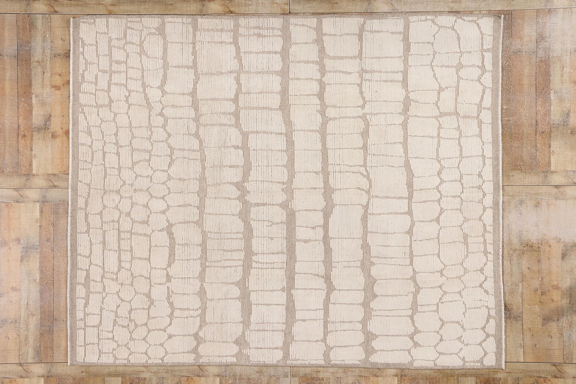 Tapis marocain moderne biomorphe, Japandi et Wabi-Sabi rencontrent en vente 1