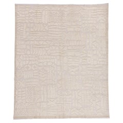 Modern Biomorphic Moroccan High-Low Rug, Biophilic Japandi Meets Wabi-Sabi