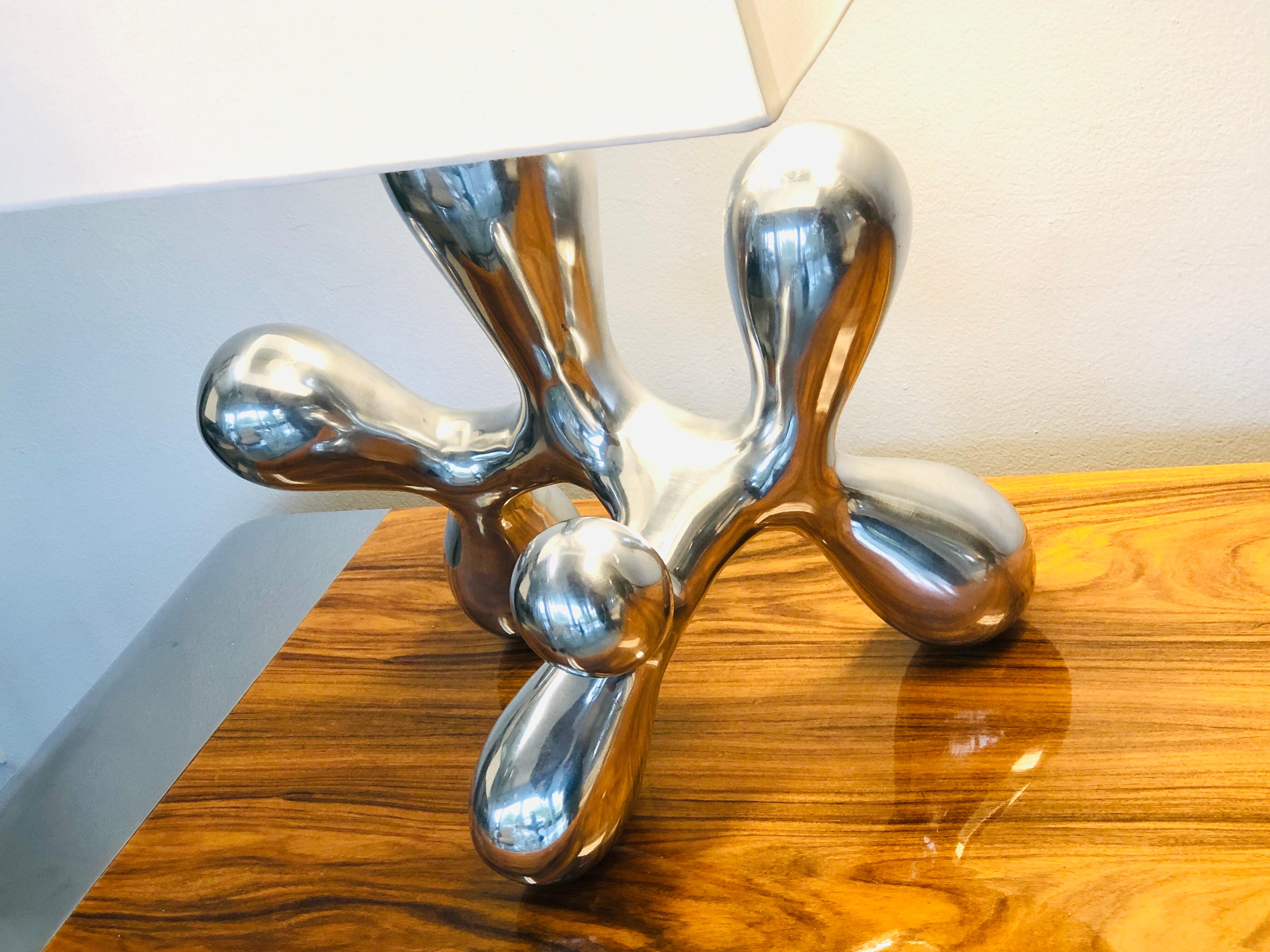 Modern Biomorphic Polished Metal Sculptural Table Lamp 4