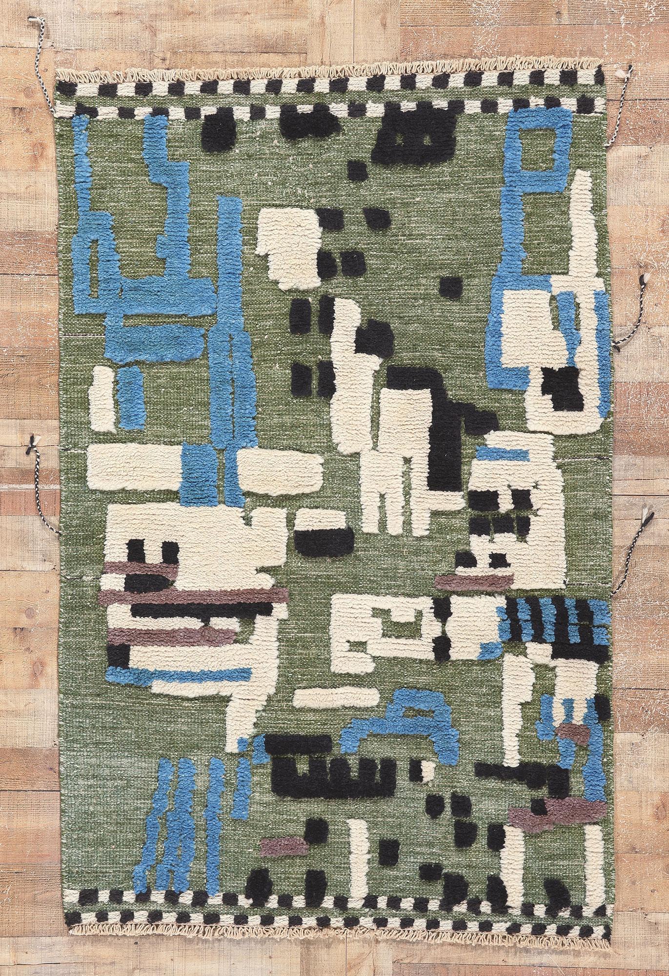 80993 Modern Moroccan High-Low Rug, 04'01 x 06'03. 
Emanating Biophilic Design with incredible detail and texture, this Moroccan high-low rug is a captivating vision of woven beauty. The raised design and earthy colorway woven into this piece work