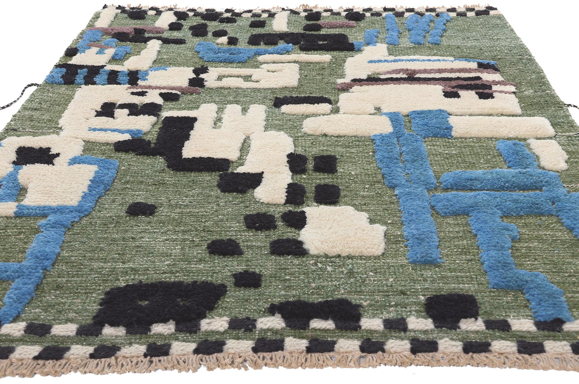 Hand-Woven Modern Biophilic Style Moroccan High-Low Rug Inspired by Nature For Sale