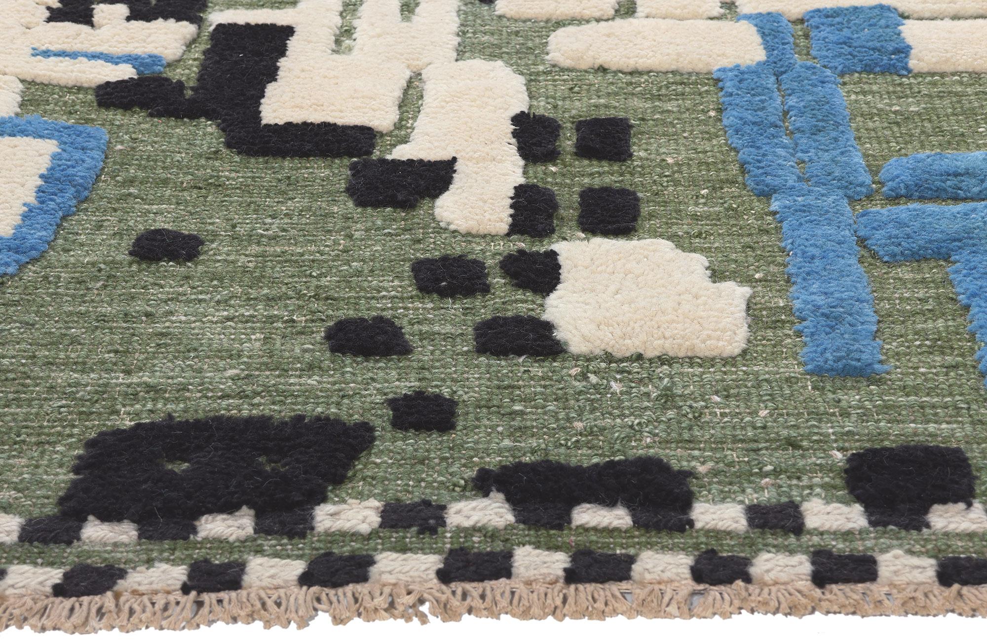 Wool Modern Biophilic Style Moroccan High-Low Rug Inspired by Nature For Sale