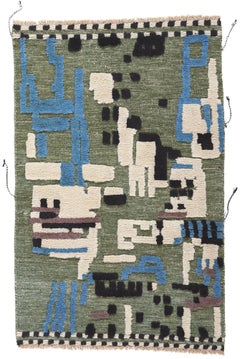 Moderner marokkanischer Hochflor-Teppich im biophilen Stil, inspiriert von der Natur