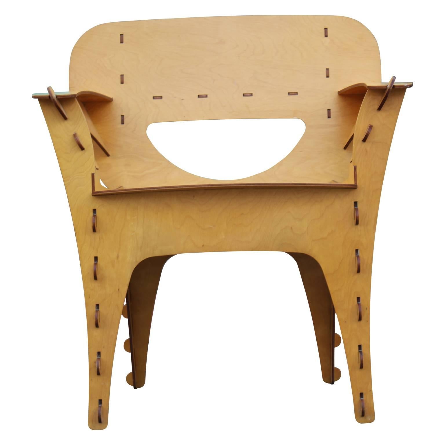 American Modern Birch Plywood Design Puzzle Lounge Chair by David Kawecki