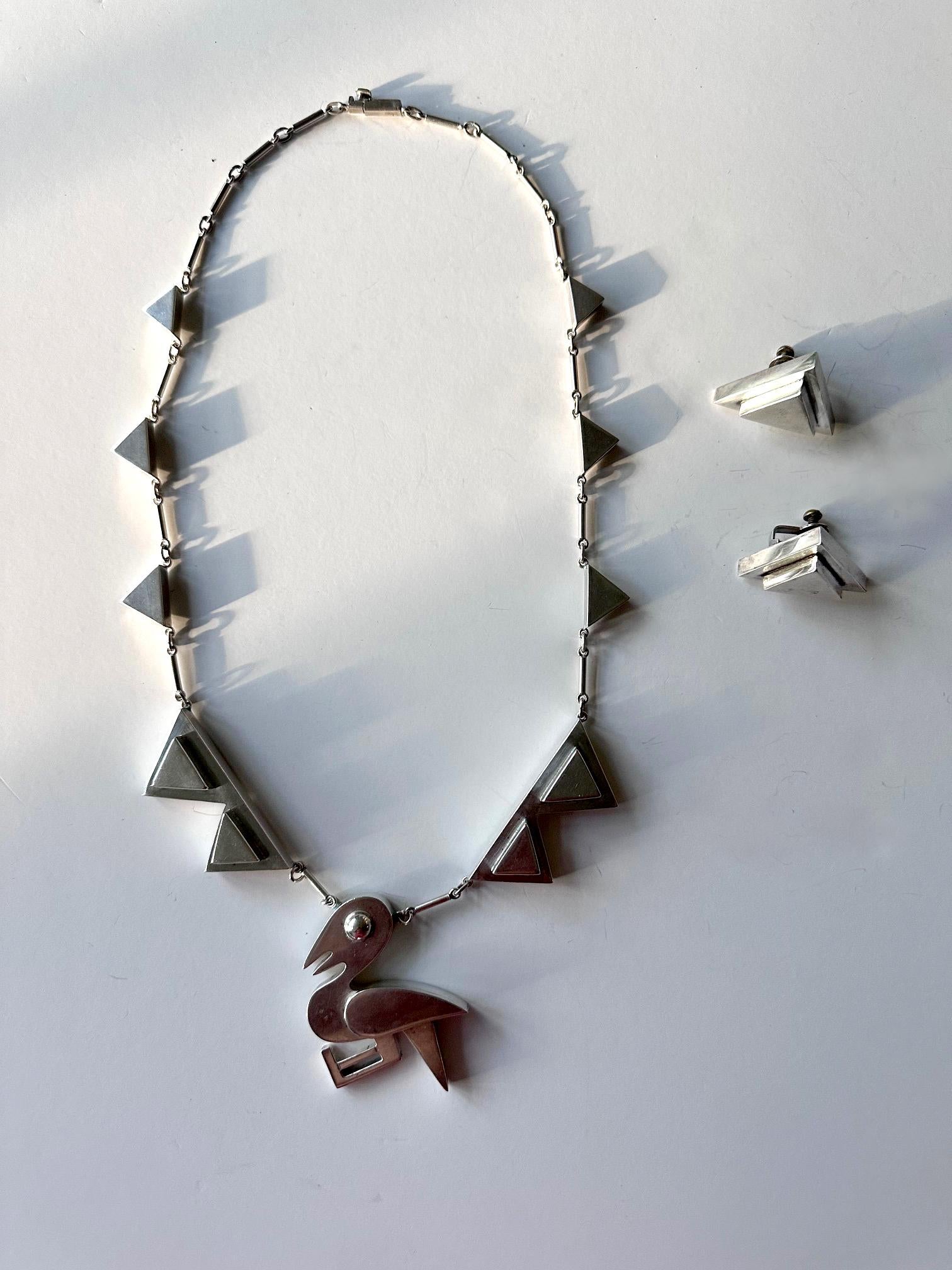 Conjunto de collar y pendientes de plata de ley con motivo de pájaro moderno Graziella Laffi Moderno en venta