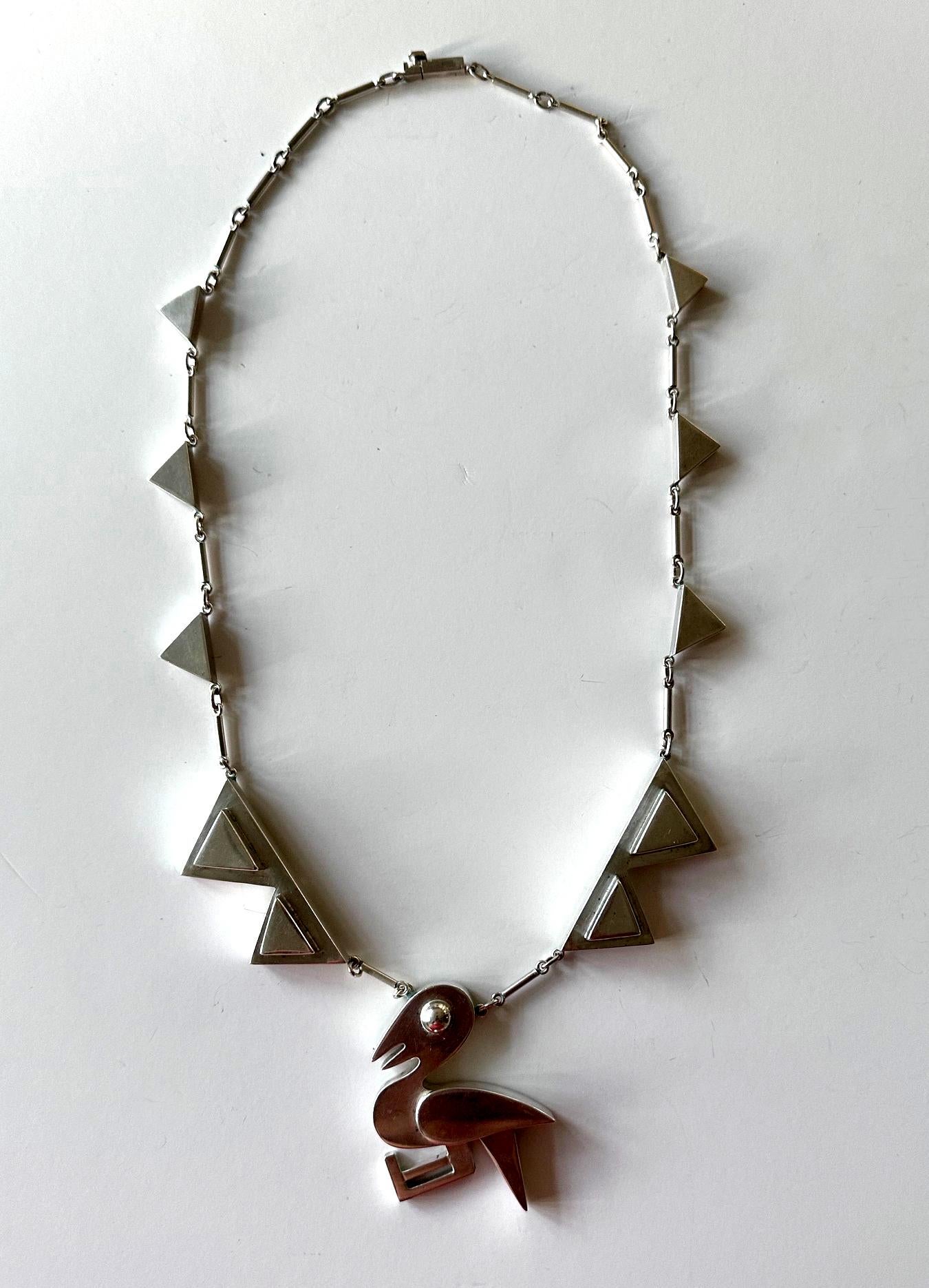 Conjunto de collar y pendientes de plata de ley con motivo de pájaro moderno Graziella Laffi Peruano en venta