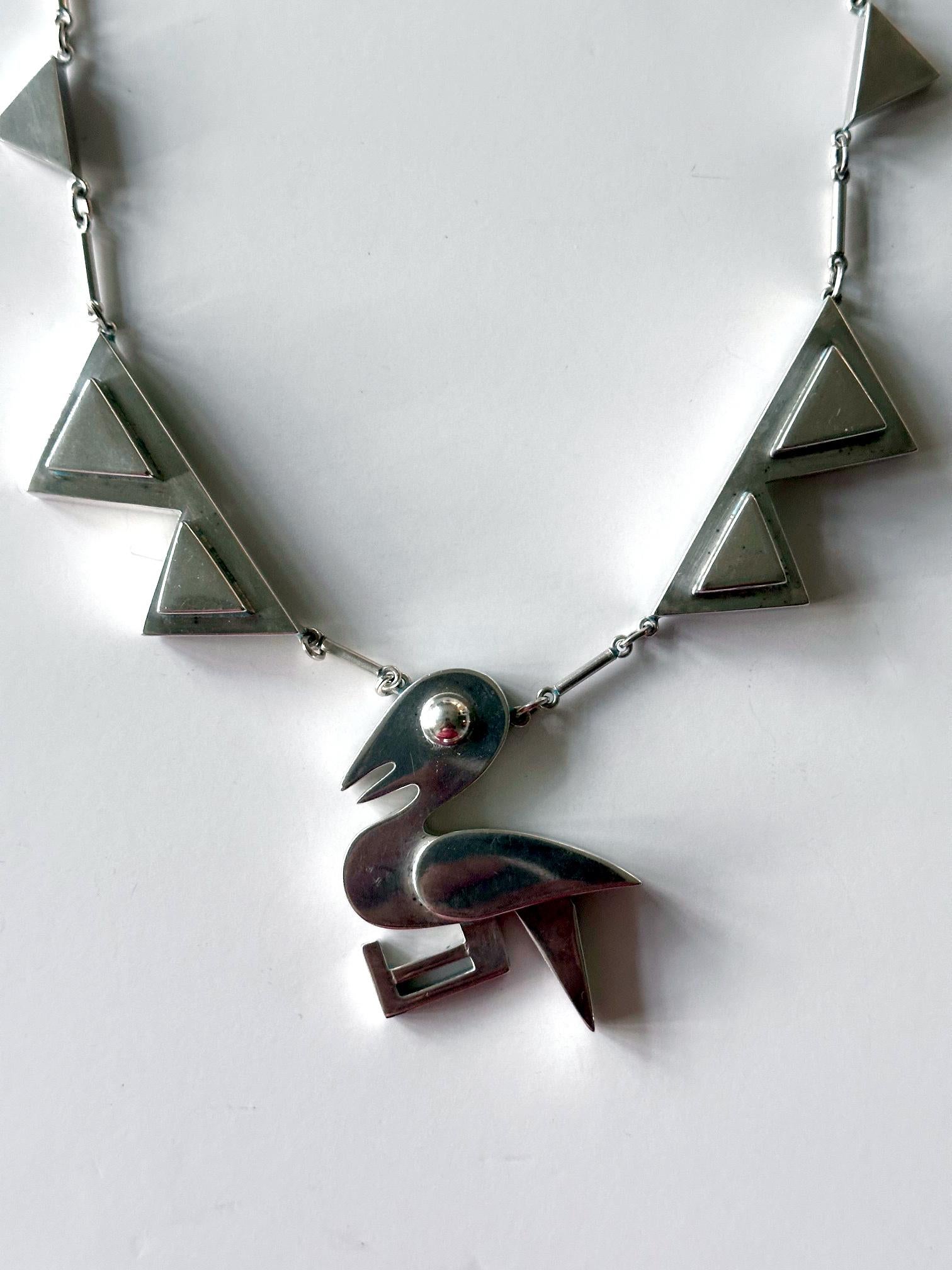 Conjunto de collar y pendientes de plata de ley con motivo de pájaro moderno Graziella Laffi Hecho a mano en venta