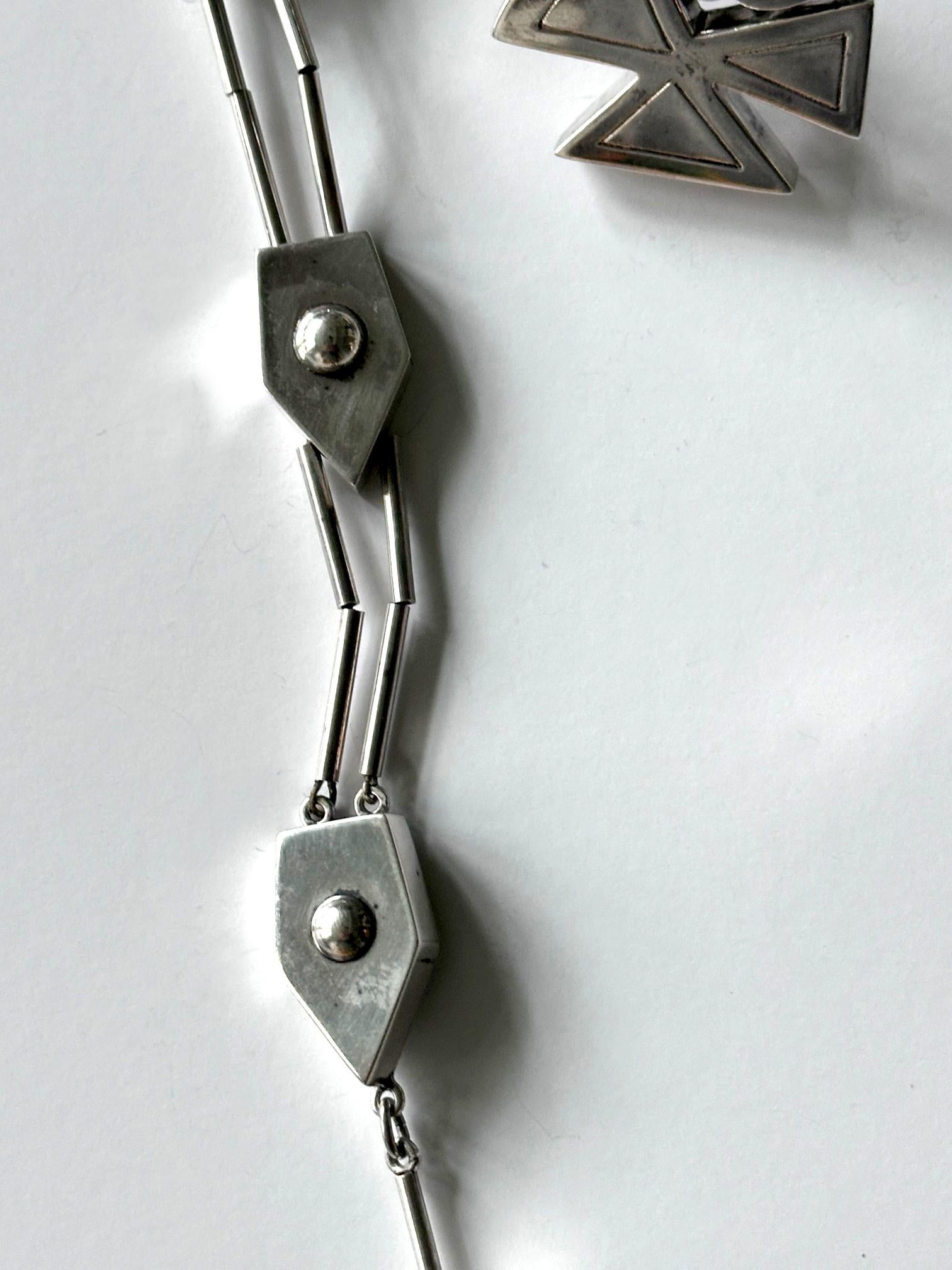 Modernes Vogelmotiv Sterling Silber Halskette und Ohrringe Set Graziella Laffi im Zustand „Gut“ im Angebot in Atlanta, GA