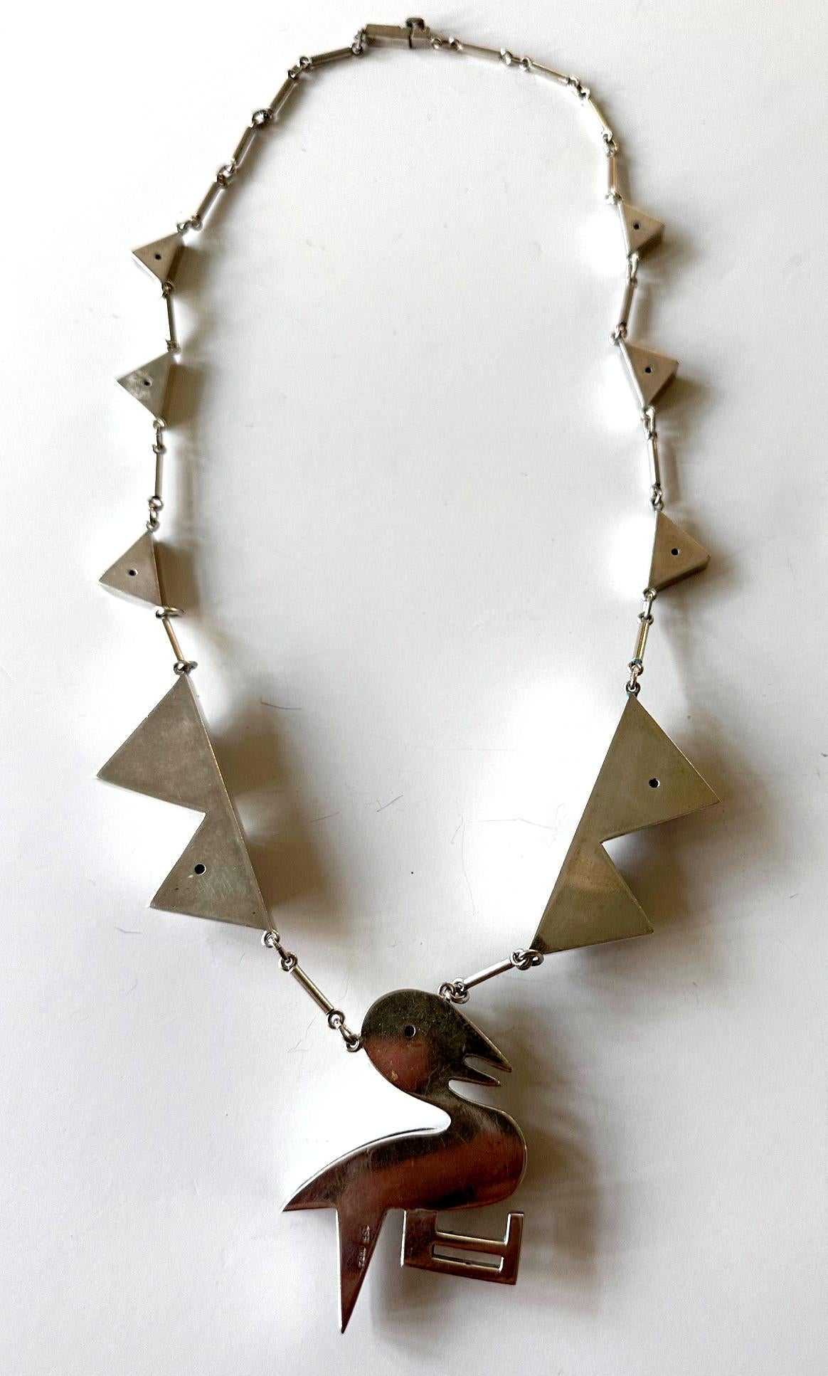 Conjunto de collar y pendientes de plata de ley con motivo de pájaro moderno Graziella Laffi Plata esterlina en venta