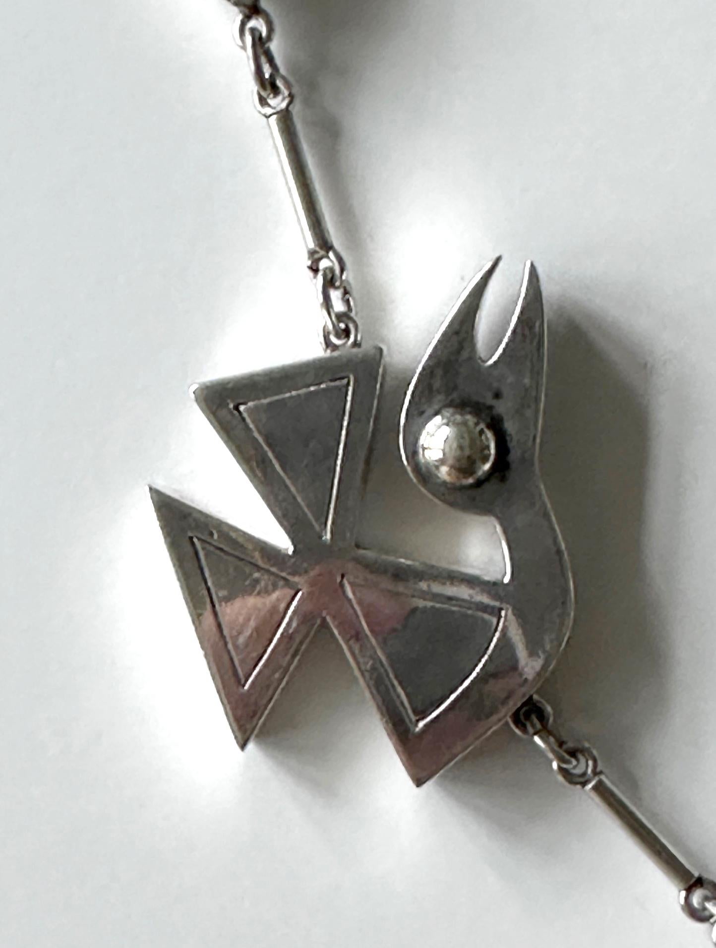 Modernes Vogelmotiv Sterling Silber Halskette und Ohrringe Set Graziella Laffi (Sterlingsilber) im Angebot