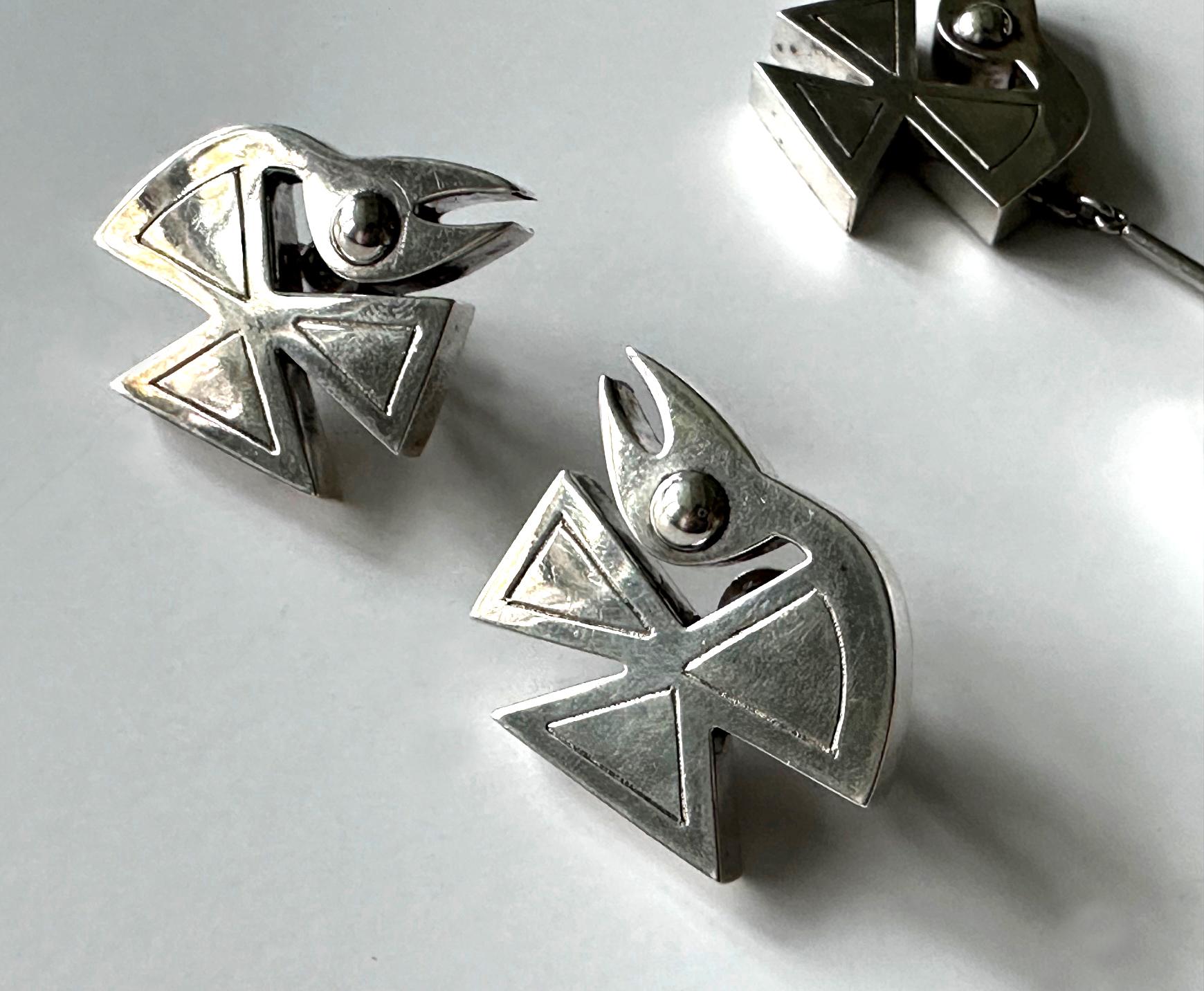 Modernes Vogelmotiv Sterling Silber Halskette und Ohrringe Set Graziella Laffi im Angebot 2