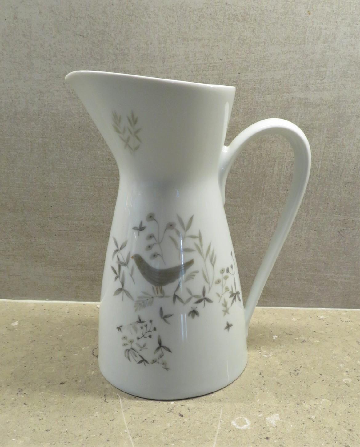 German Modern Birds on Trees Water Pitcher by Raymond Loewy for Rosenthal, 1960s