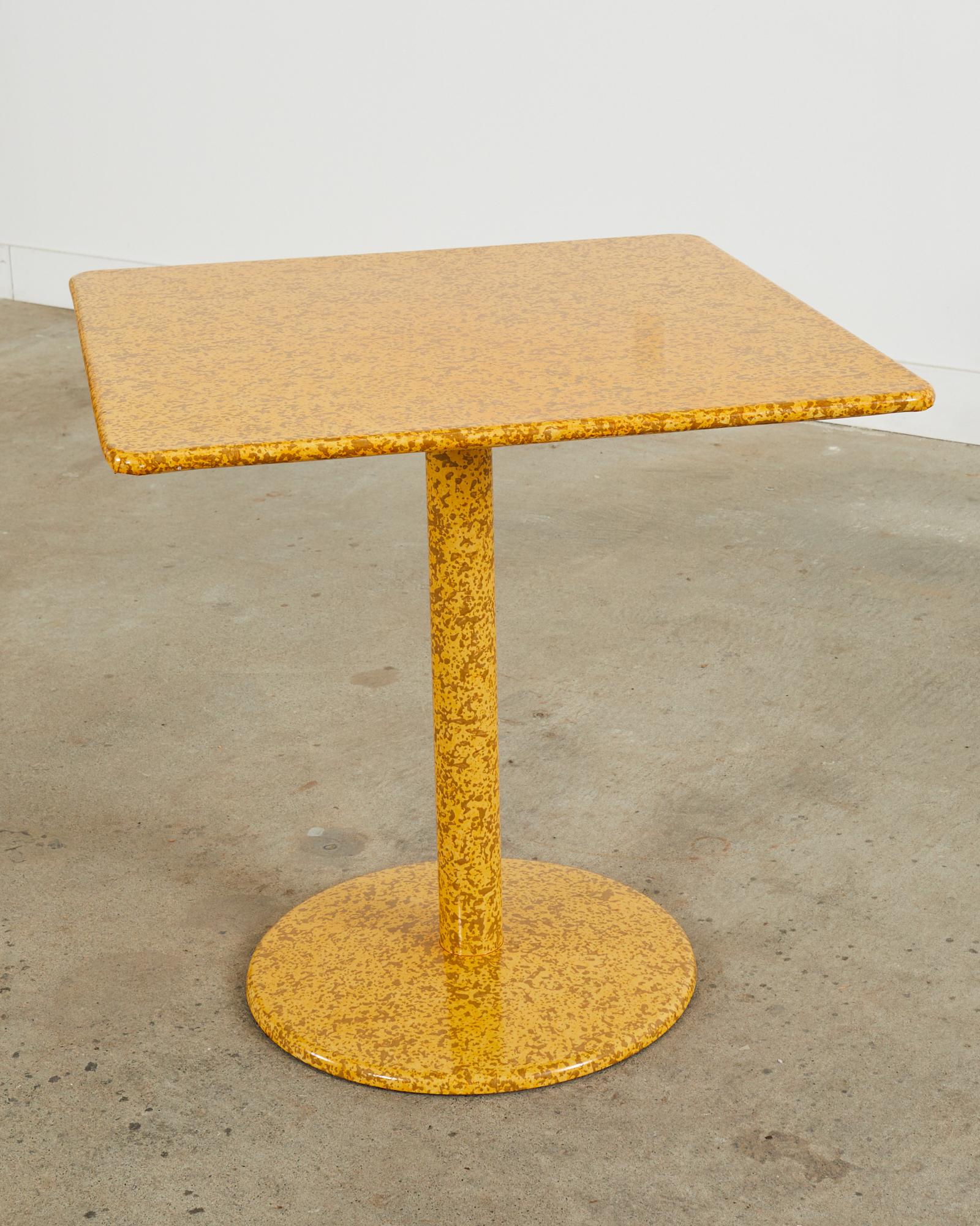 Lacquered Modern Bistro Table Lacquer Spreckled by Artist Ira Yeager For Sale