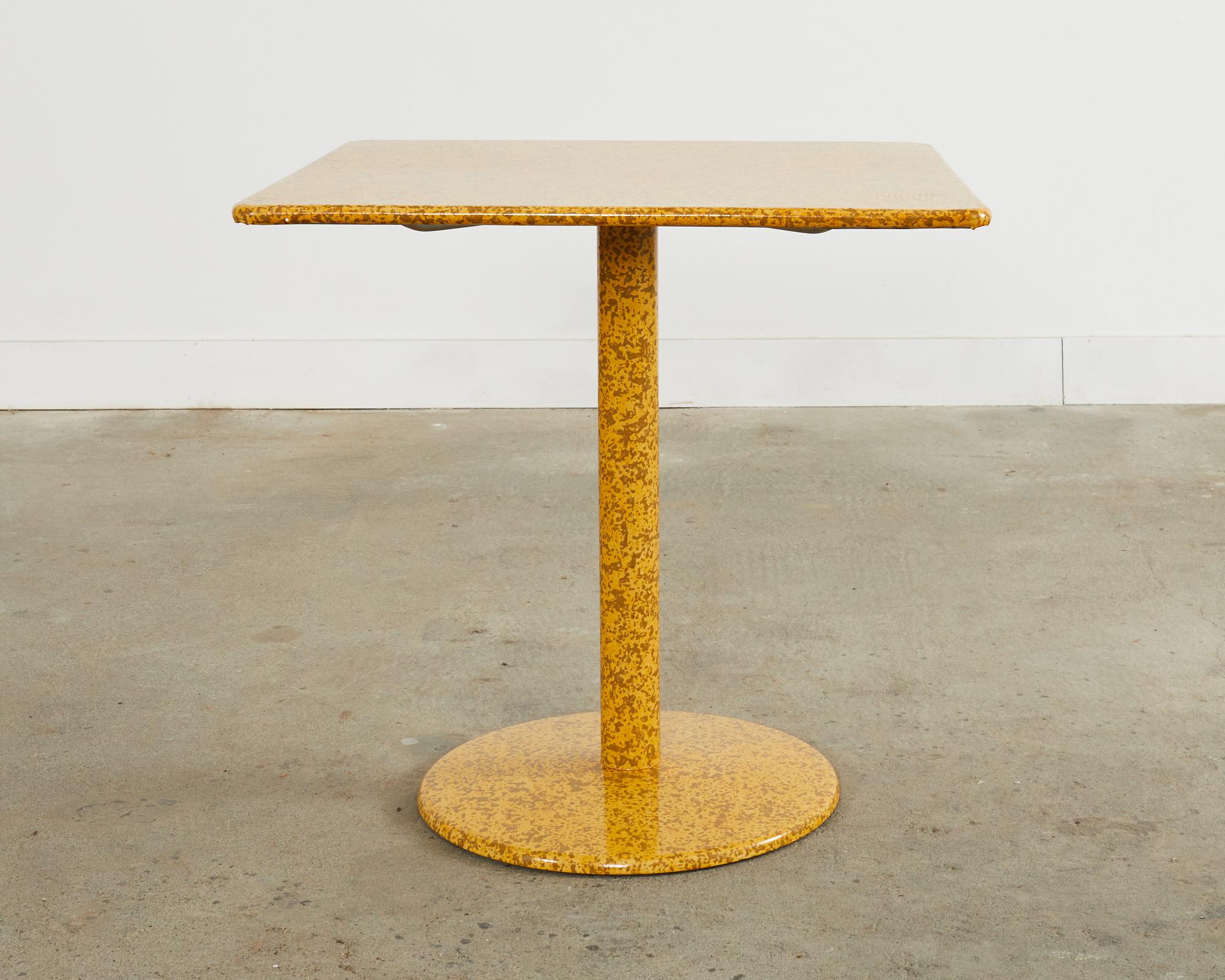 Steel Modern Bistro Table Lacquer Spreckled by Artist Ira Yeager For Sale