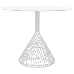 Modern Bistro Table, Wire Dining Table by Bend Goods in White with Metal Top